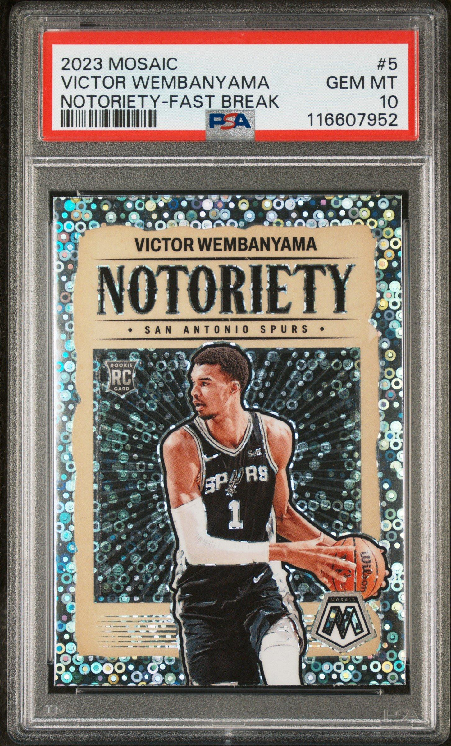 2023 Panini Mosaic Notoriety 5 Victor Wembanyama Fast Break PSA 10