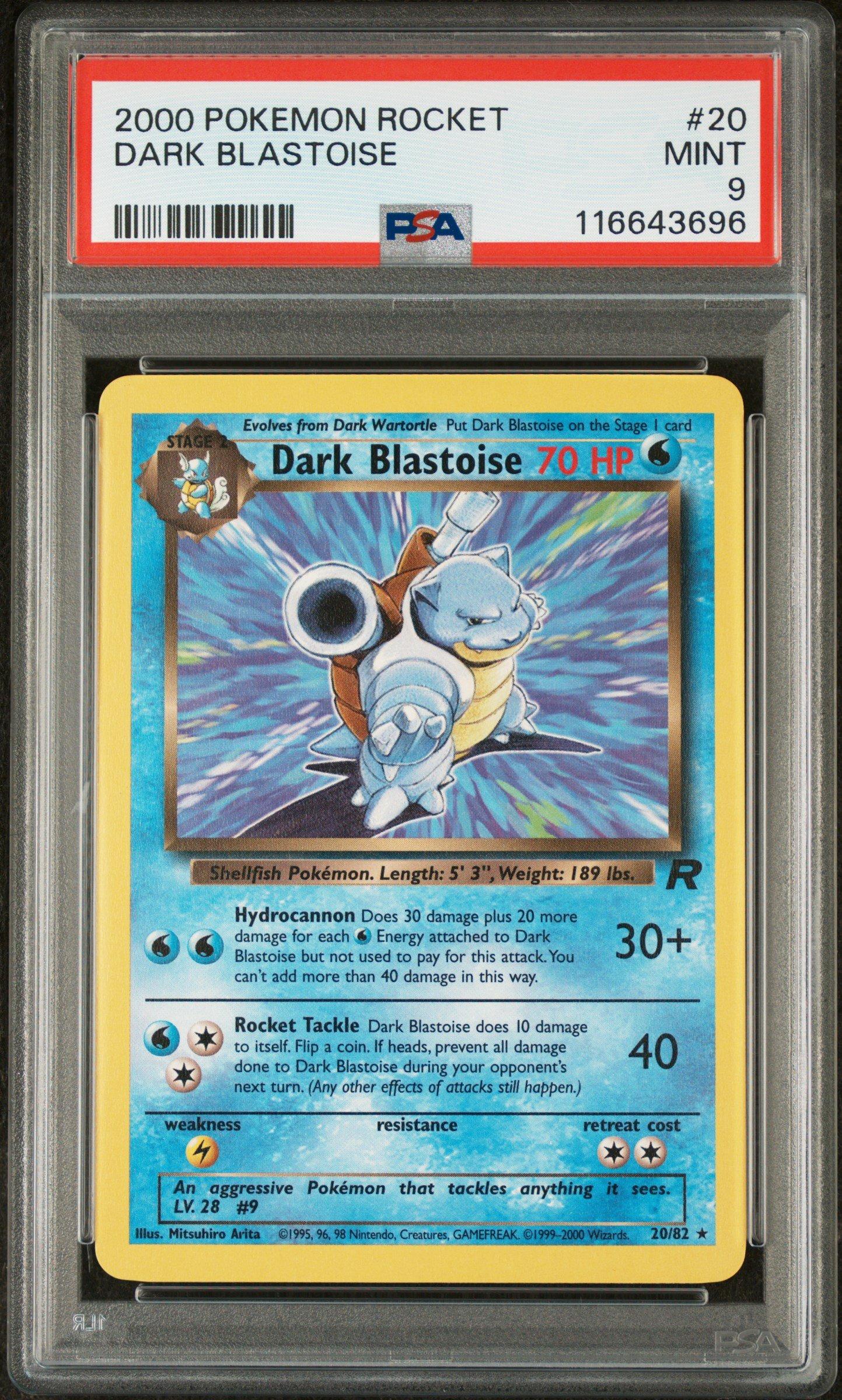 pokemon dark blastoise card 1997 Pokemon Japanese Rocket 9 Dark Blastoise-holo PSA 9 Graded Card
