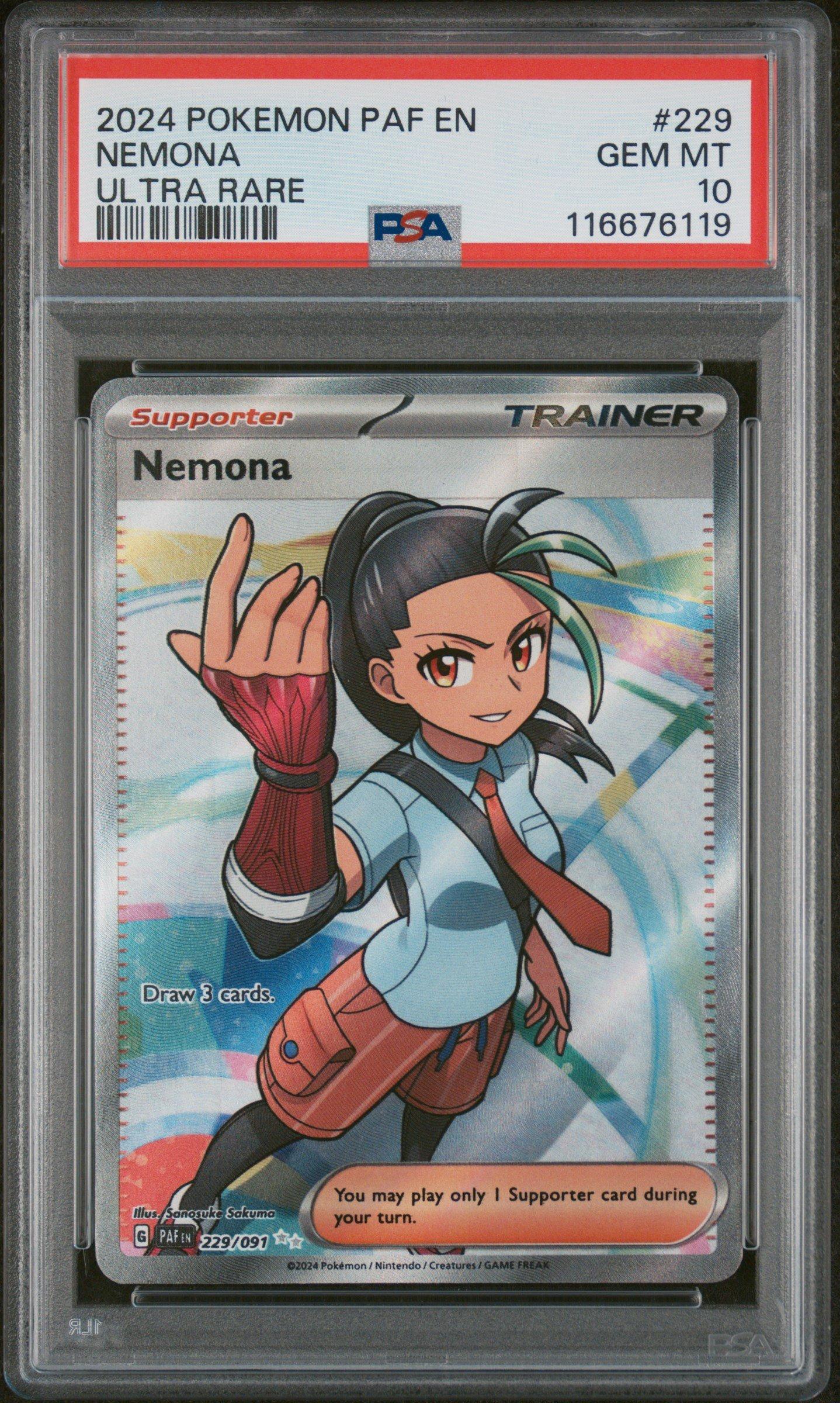 2024 Pokemon Paf En-paldean Fates 229 Nemona Ultra Rare PSA 10
