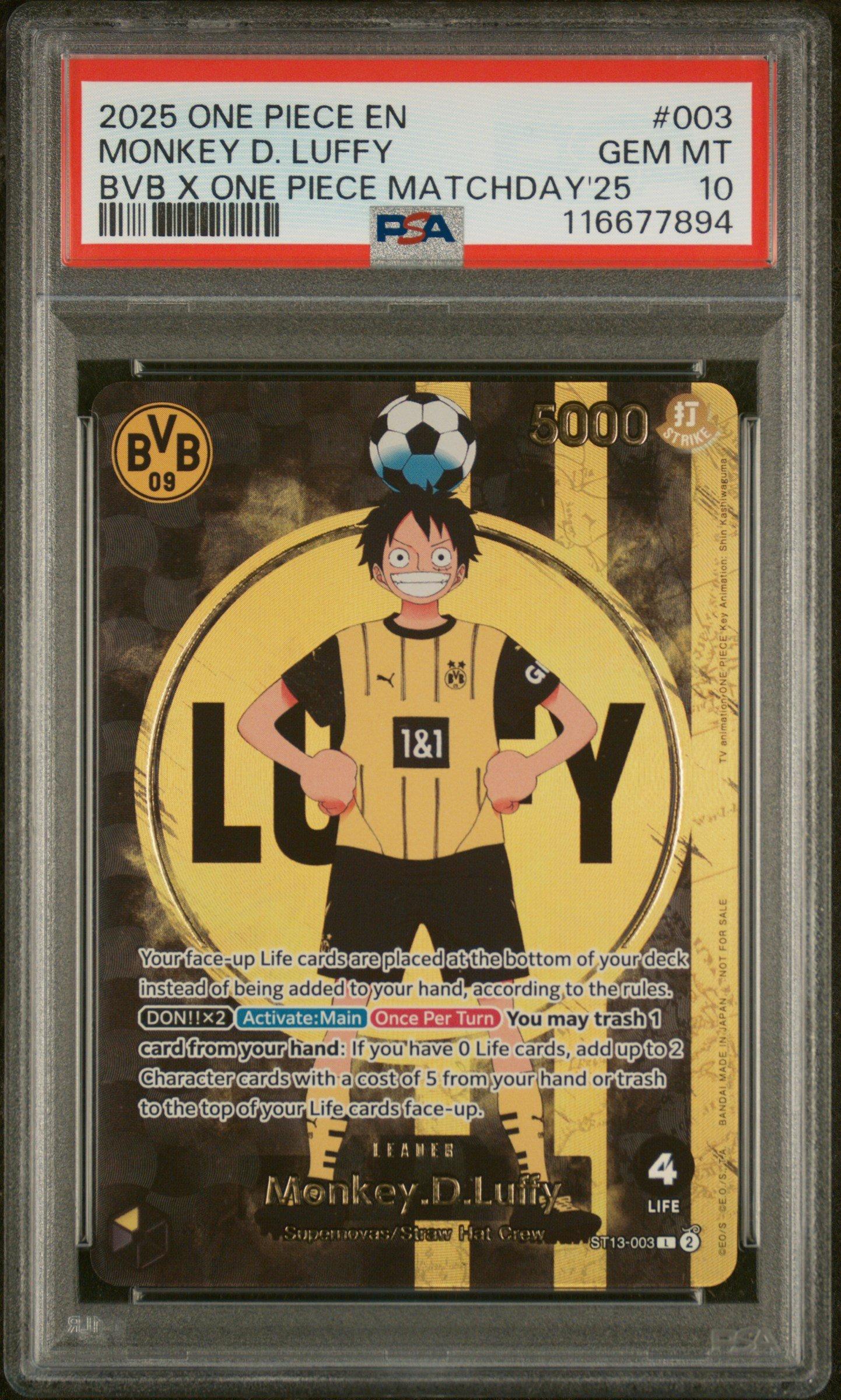 2025 One Piece Promos 003 Monkey D. Luffy Bvb X One Piece Matchday