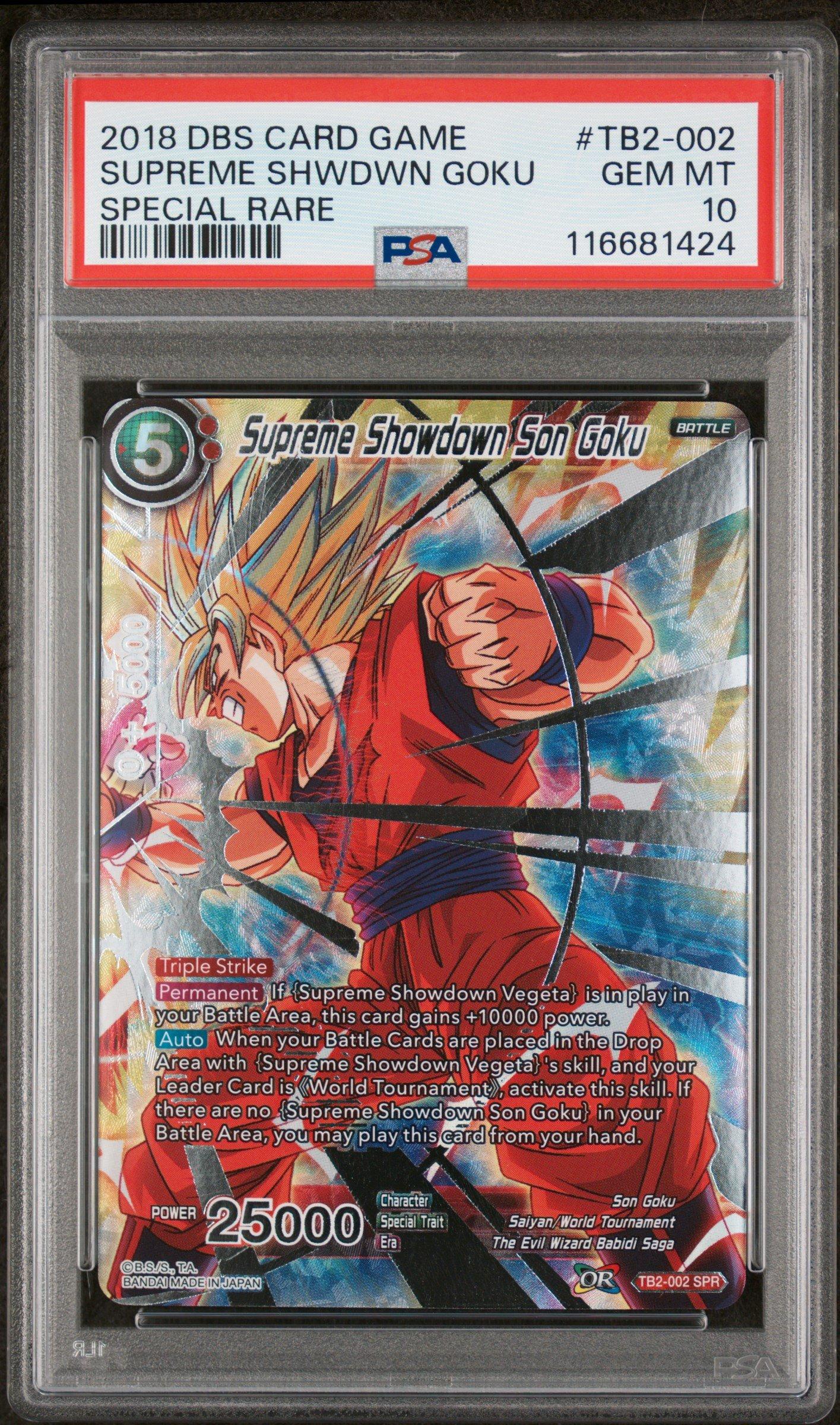 2018 Dragon Ball Super Card Game World Martial Arts Tournament Themed Booster  Pack Tb2-002 Supreme Showdown Son Goku Special Rare PSA 10 Graded Card |  GameStop