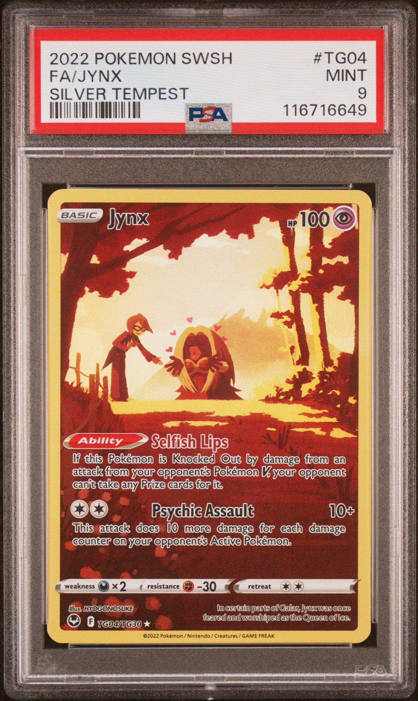2022 Pokemon Sword & Shield Silver Tempest Tg04 Full Art/jynx PSA 9