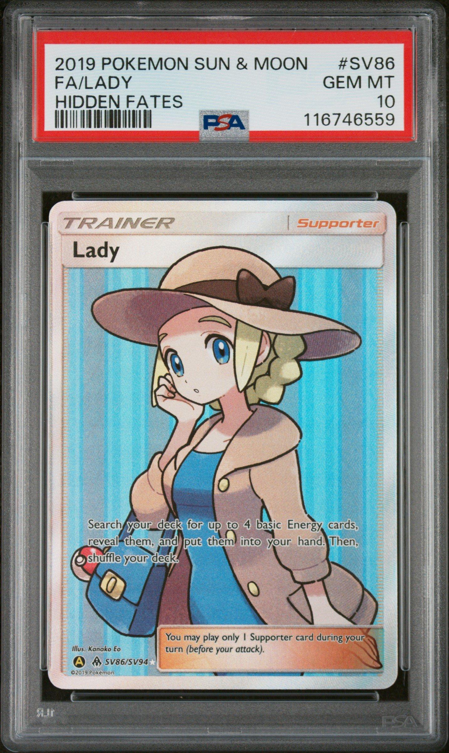 2019 Pokemon Sun & Moon Hidden Fates Sv86 Full Art/lady PSA 10