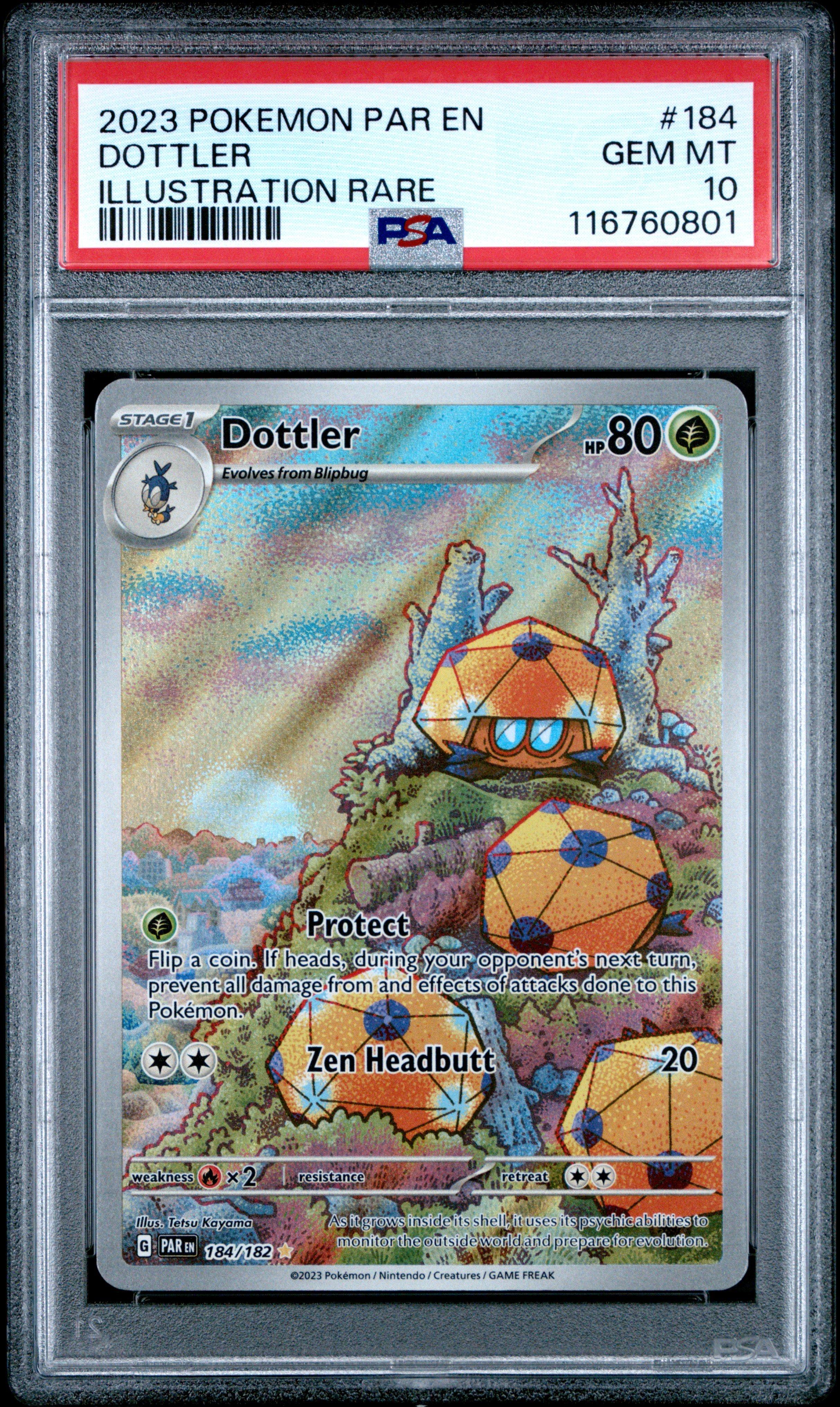 2023 Pokemon Par En-paradox Rift 184 Dottler Illustration Rare PSA