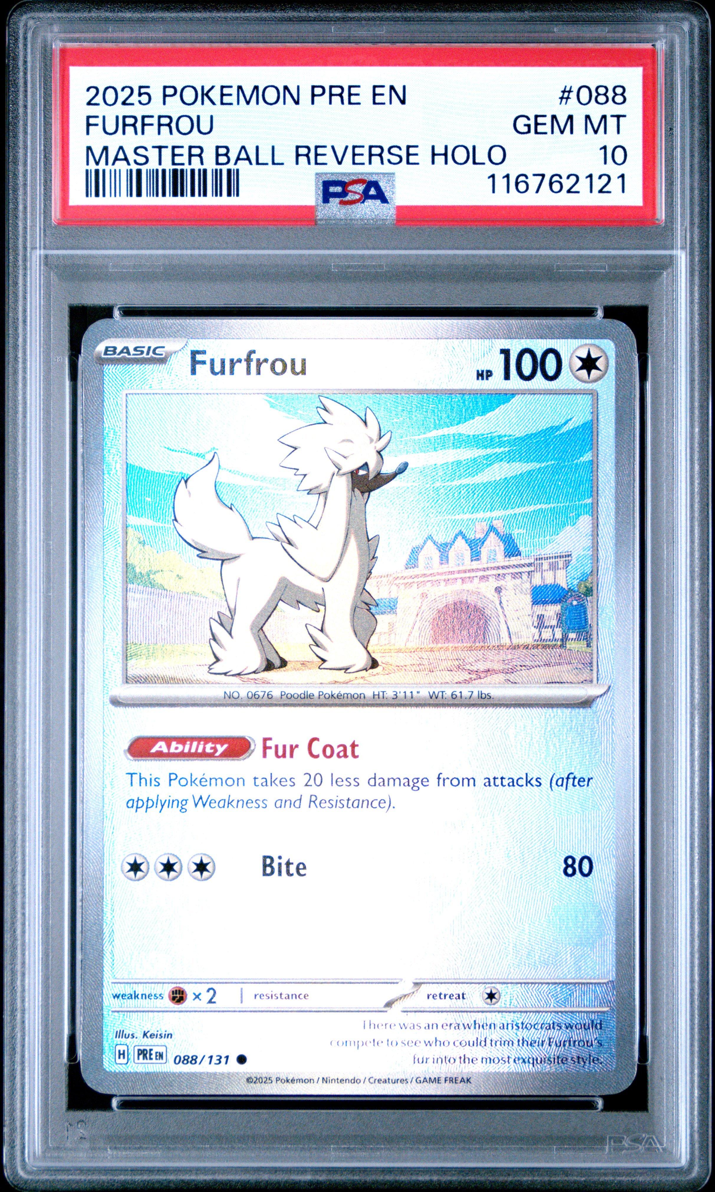 2025 Pokemon Pre En-prismatic Evolutions 088 Furfrou Master Ball