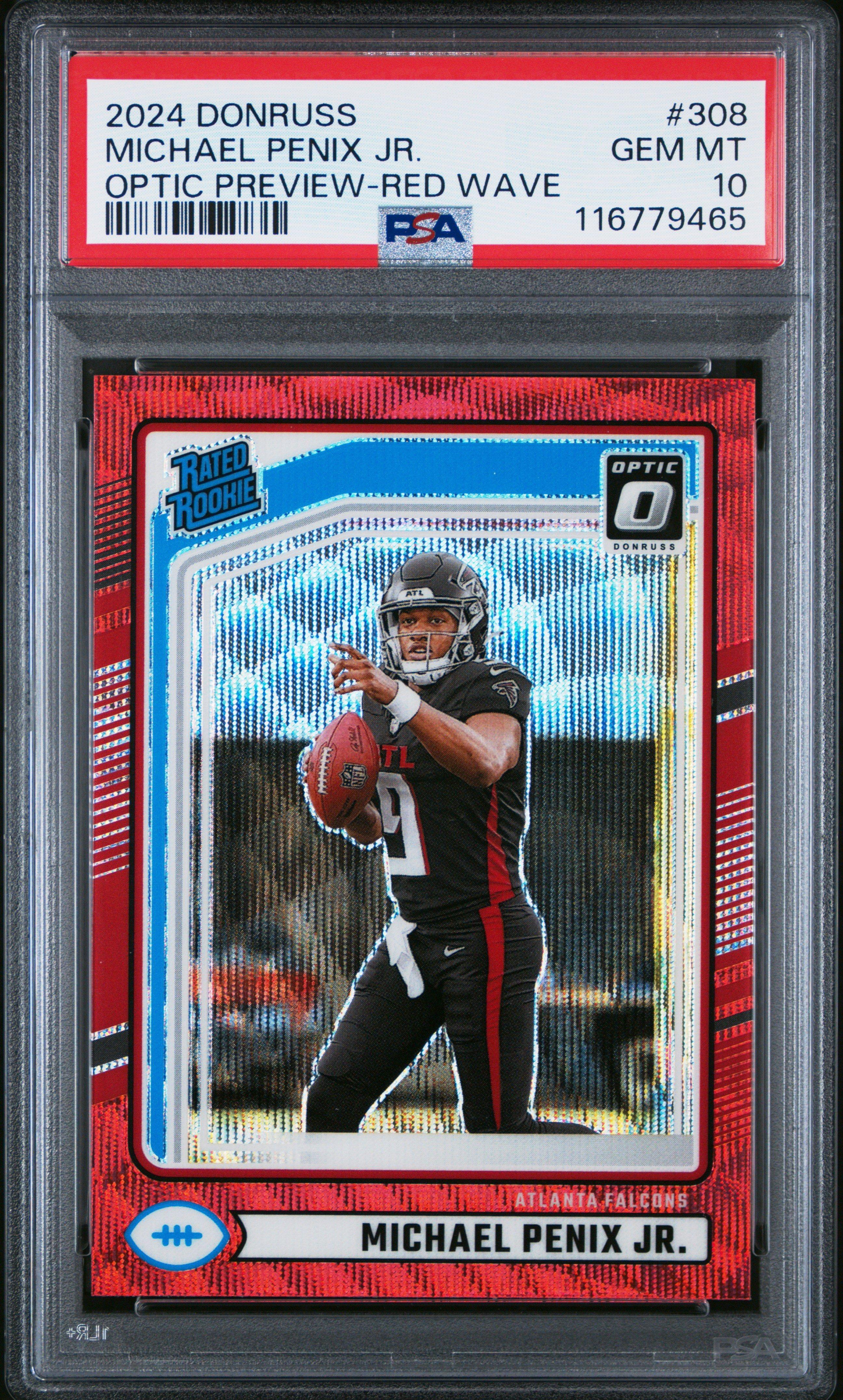 2024 Panini Donruss 308 Michael Penix Jr. Optic Preview-red Wave