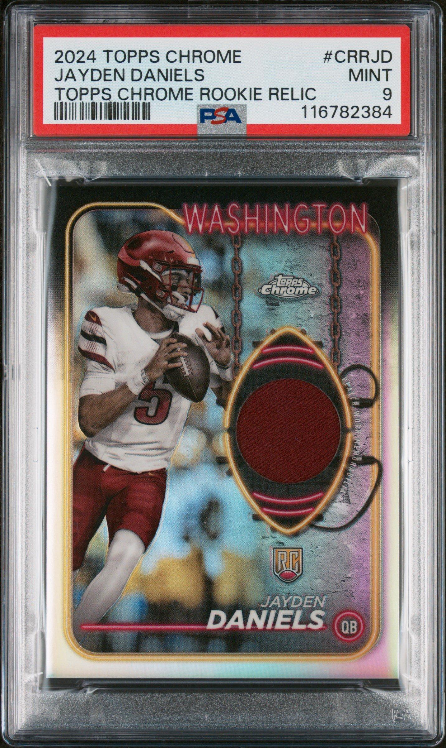 2024 Topps Chrome Topps Chrome Rookie Relics Crrjd Jayden Daniels PSA 9