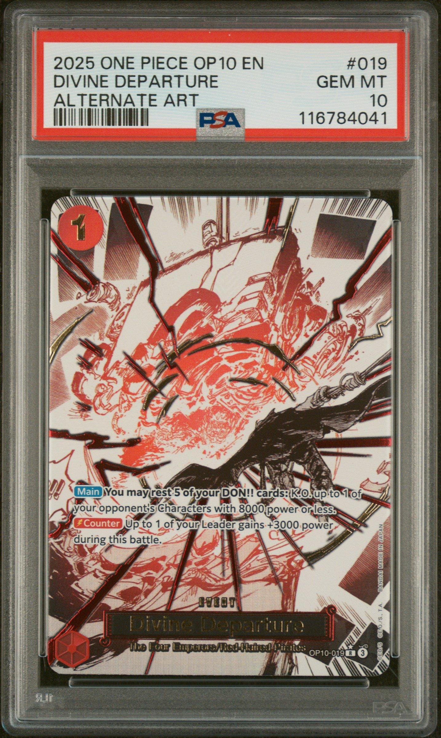 2025 One Piece Op10-royal Blood 019 Divine Departure Alternate Art PSA 10