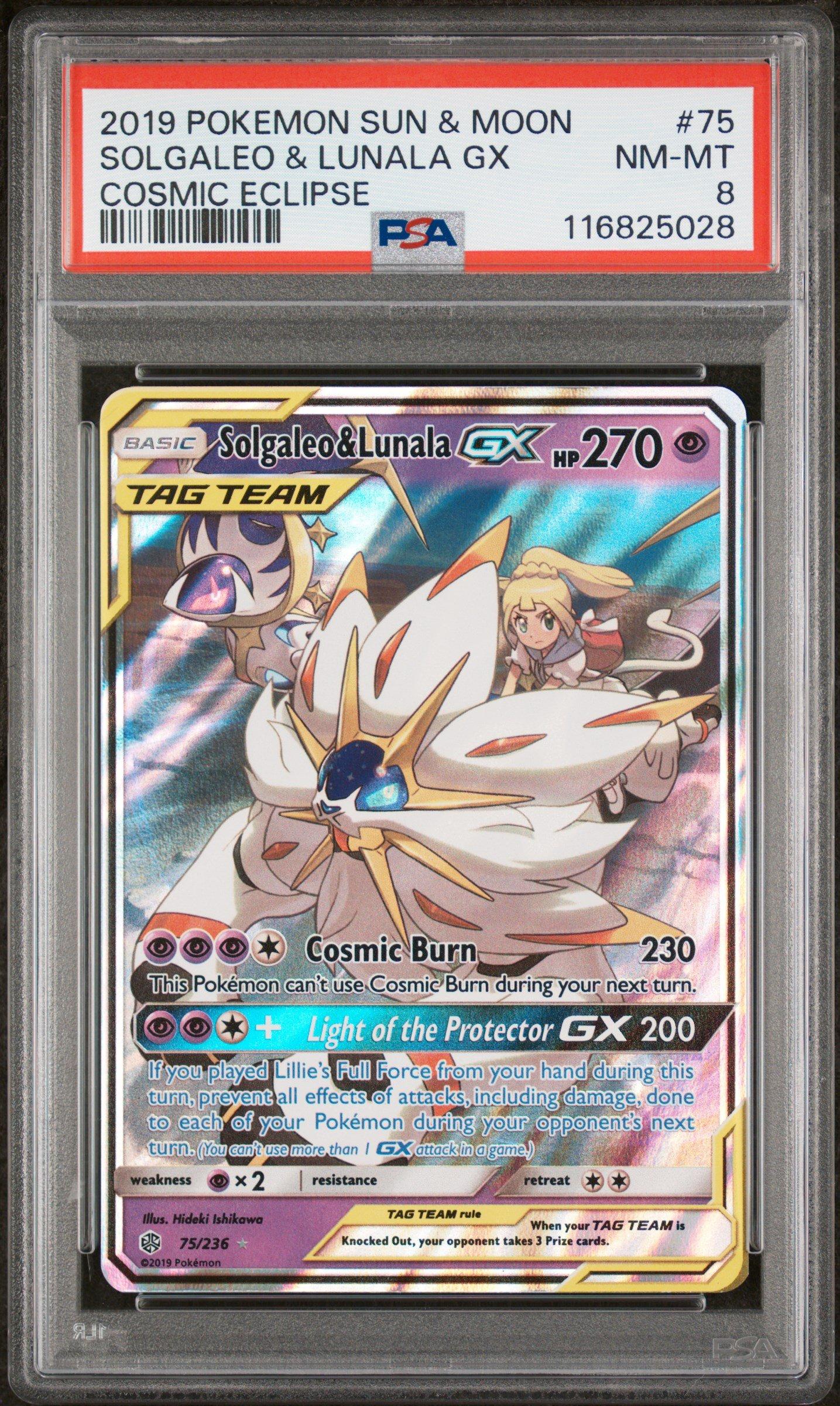 2019 Pokemon Sun & Moon Cosmic Eclipse 75 Solgaleo & Lunala Gx PSA