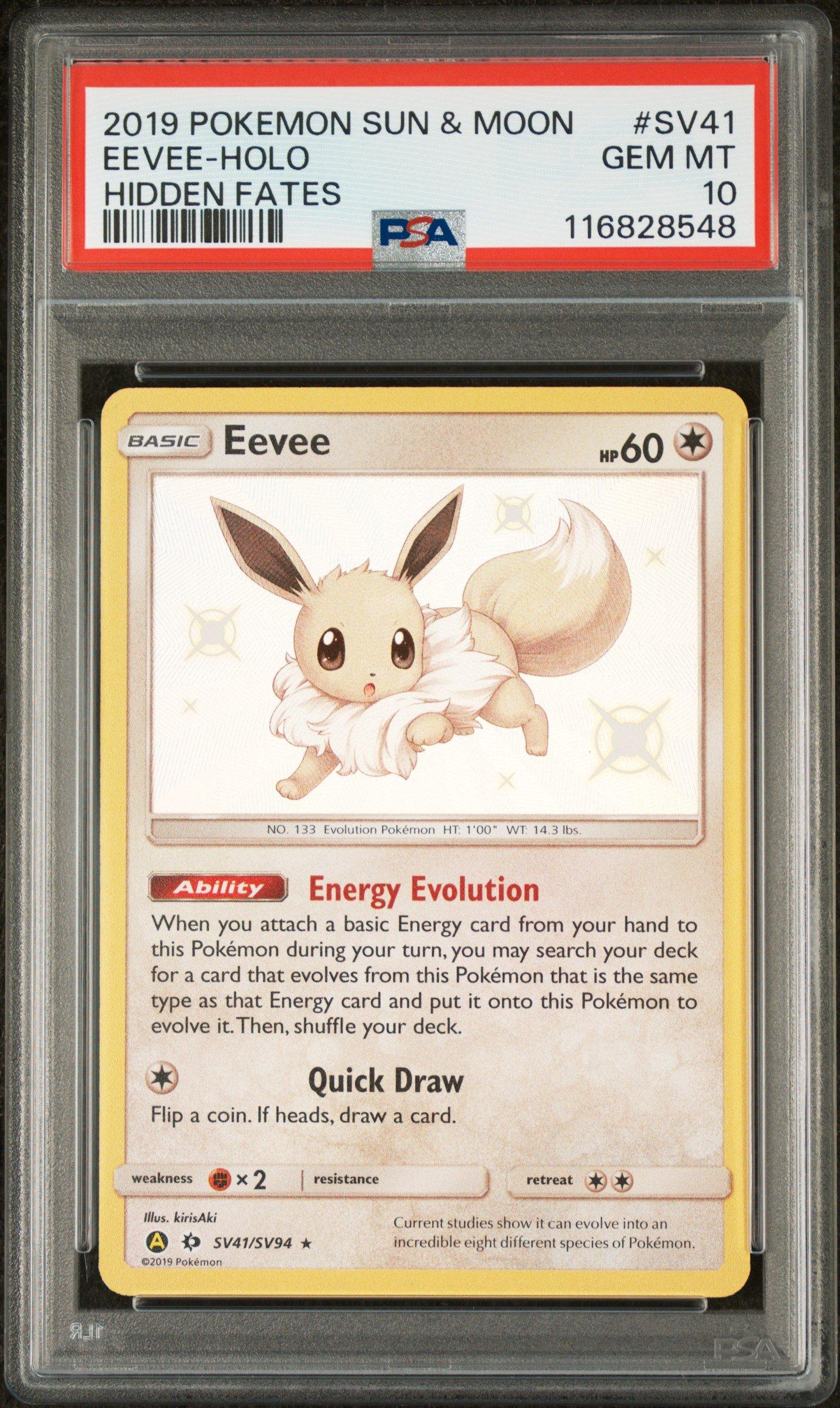 2019 Pokemon Sun & Moon Hidden Fates Sv41 Eevee-holo PSA