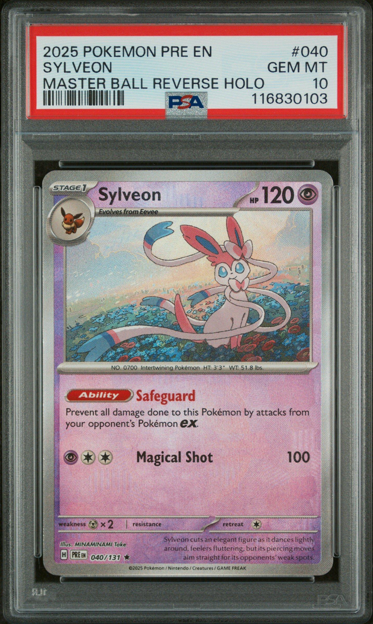 PSA10グレイシア #040 MASTER BALL REVERSE HOLO 2025 Pokemon Pre En-prismatic Evolutions 040 Sylveon Master Ball