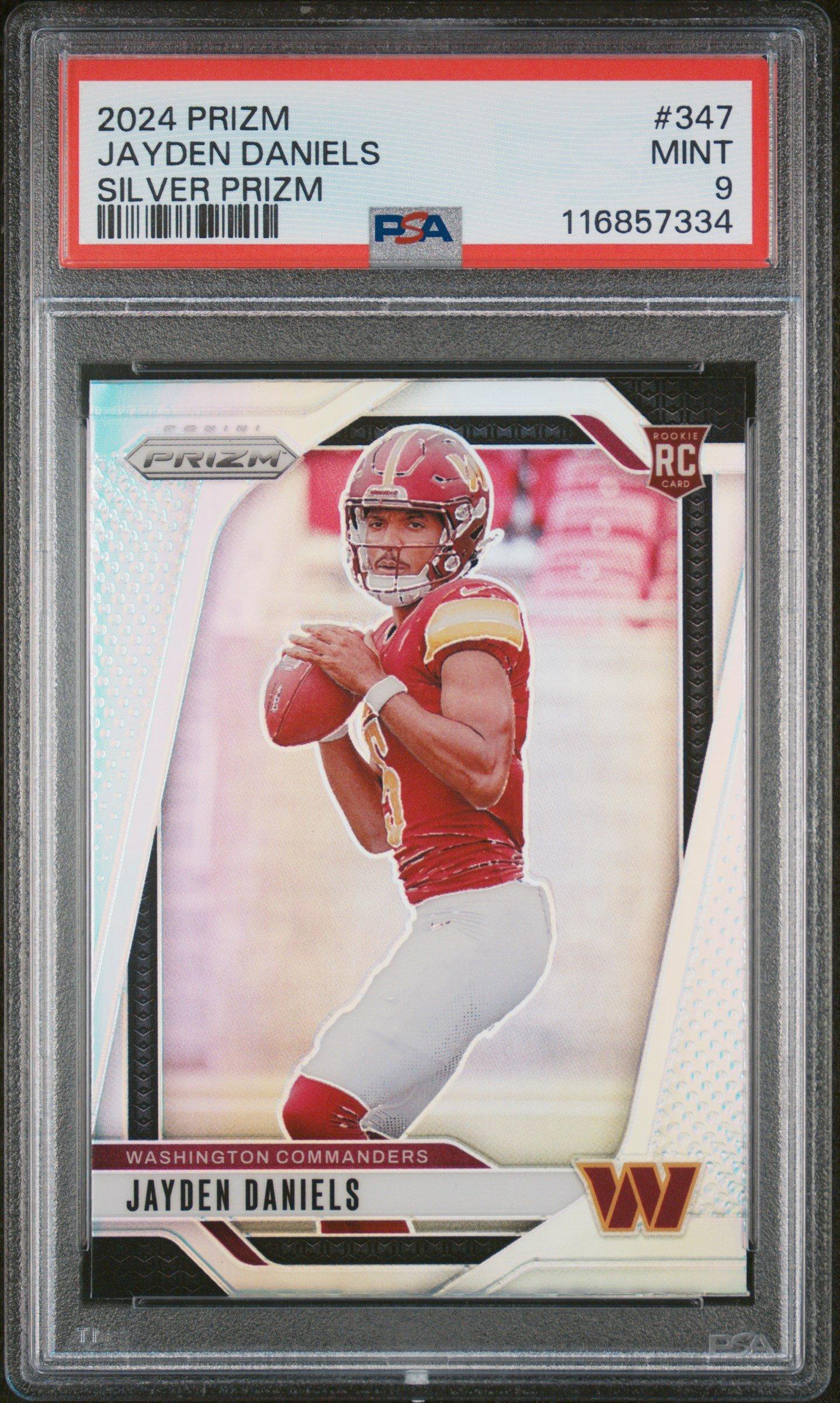 2024 Panini Prizm 347 Jayden Daniels Silver Prizm PSA 9 Graded