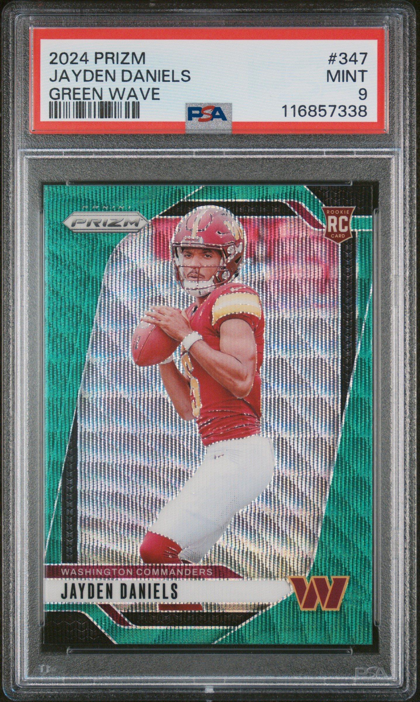 2024 Panini Prizm 347 Jayden Daniels Green Wave PSA 9 Graded Card