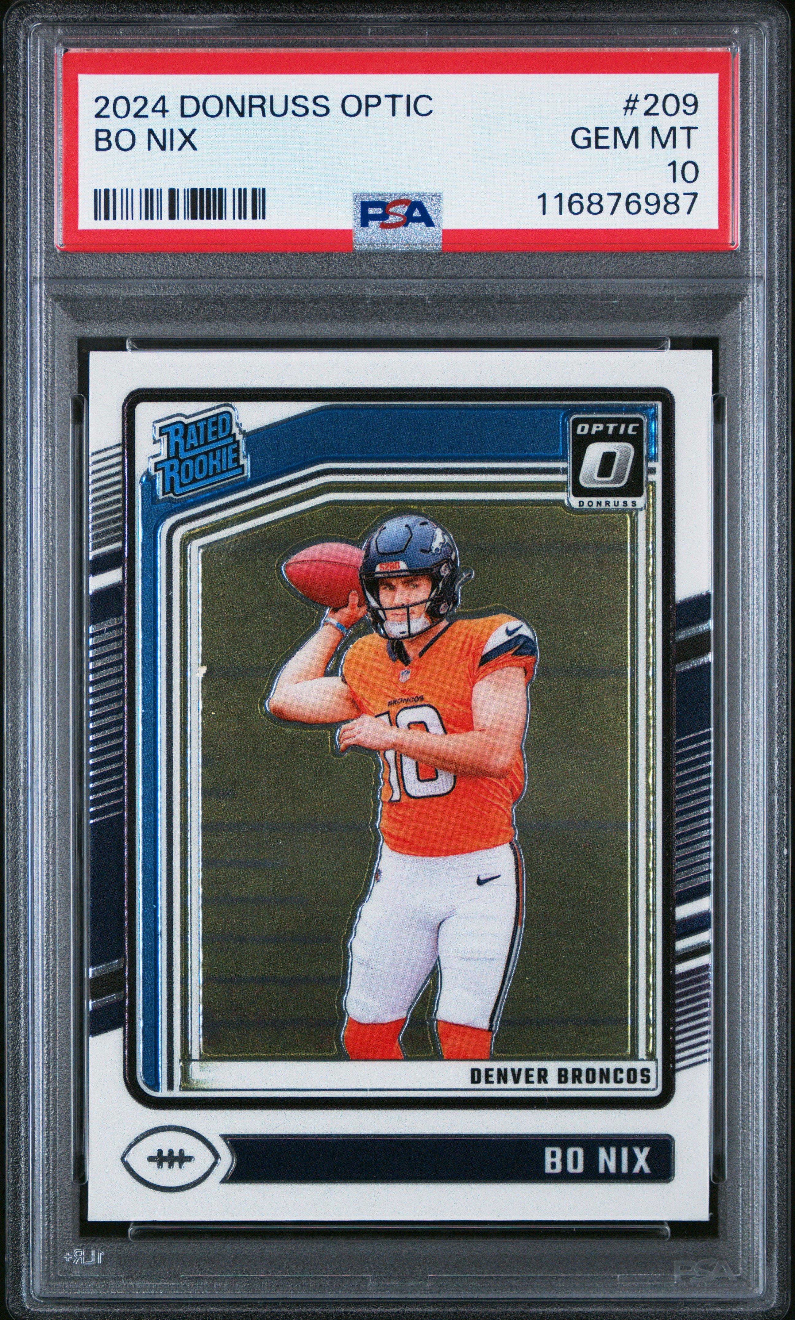 2024 Panini Donruss Optic 209 Bo Nix PSA 10