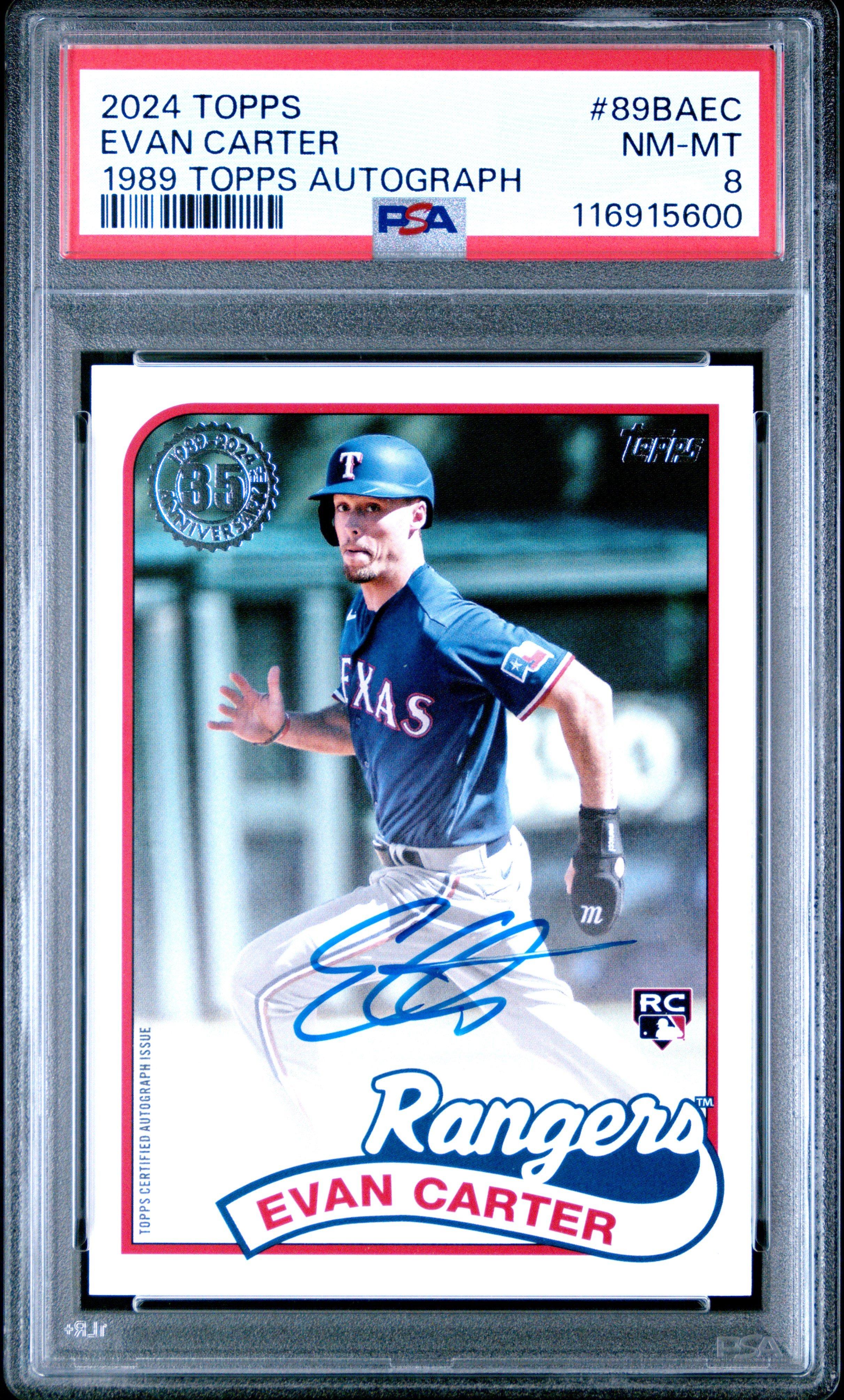 2024 Topps 1989 Topps Baseball Autographs 89baec Evan Carter PSA 8