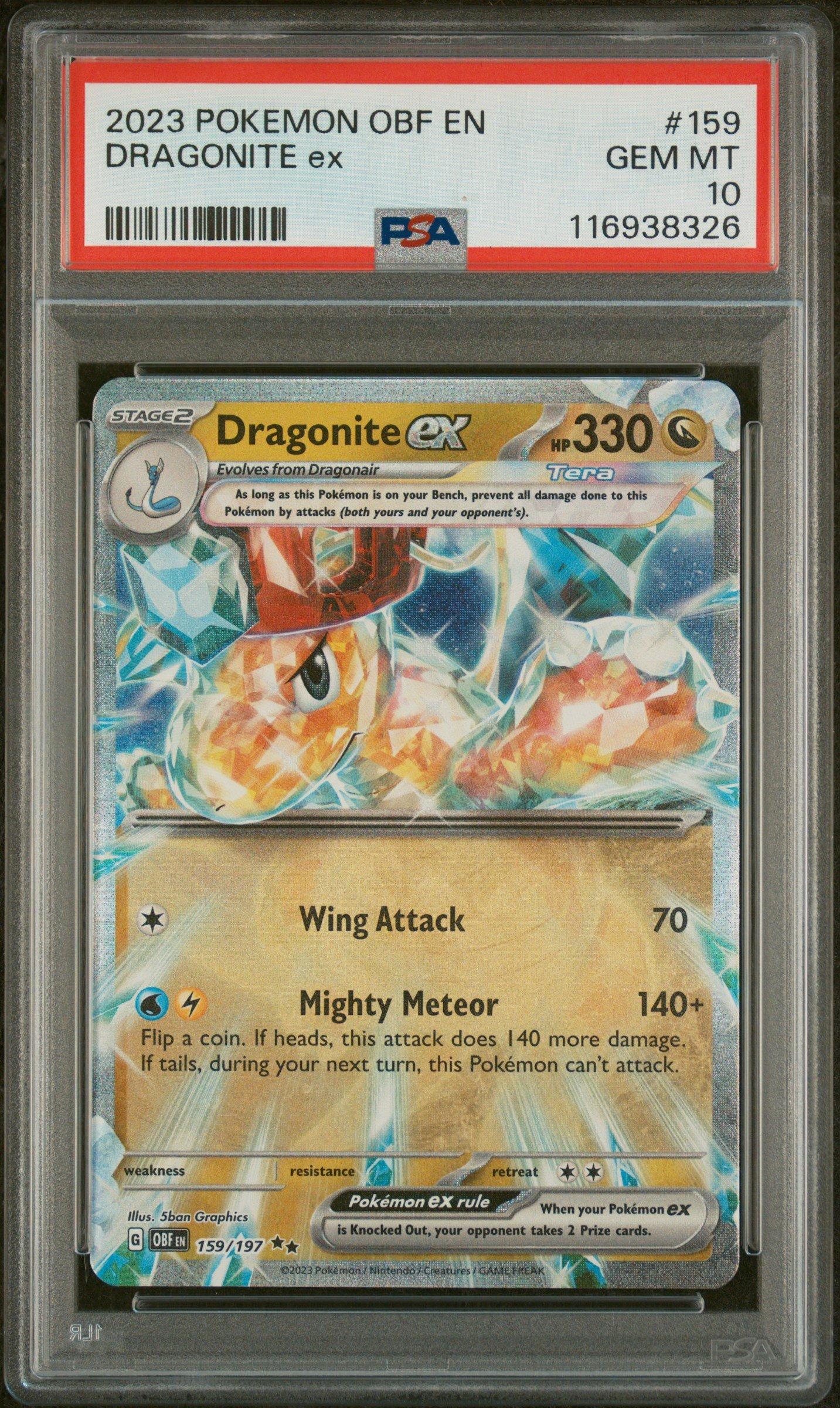 2023 Pokemon Obf En-obsidian Flames 159 Dragonite Ex PSA 10 Graded