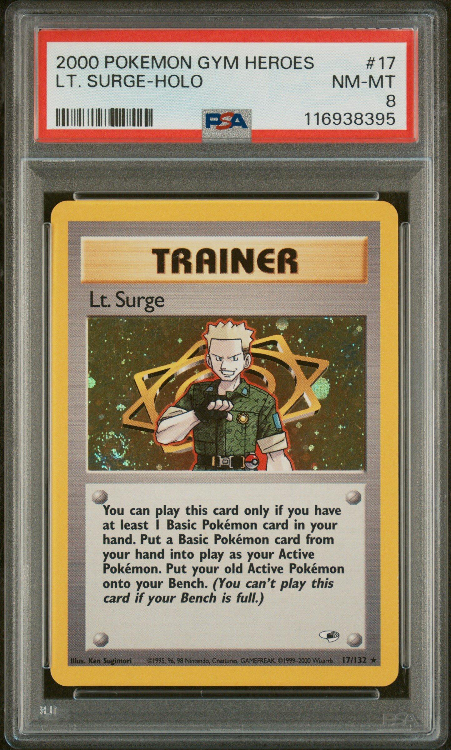 2000 Pokemon Gym Heroes 17 Lt. Surge-holo PSA