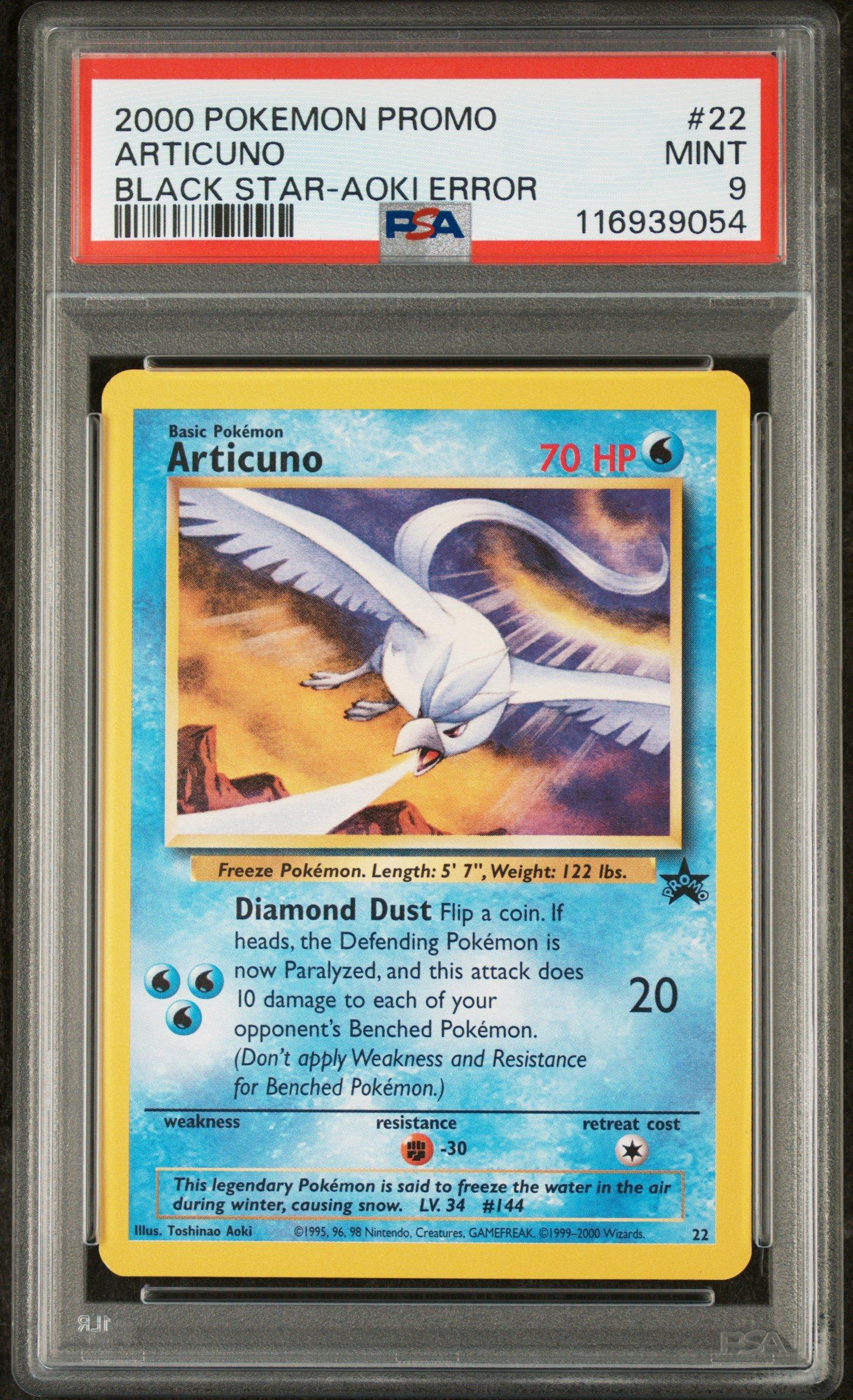 2000 Pokemon Promo Black Star 22 Articuno Toshinao Aoki Error PSA