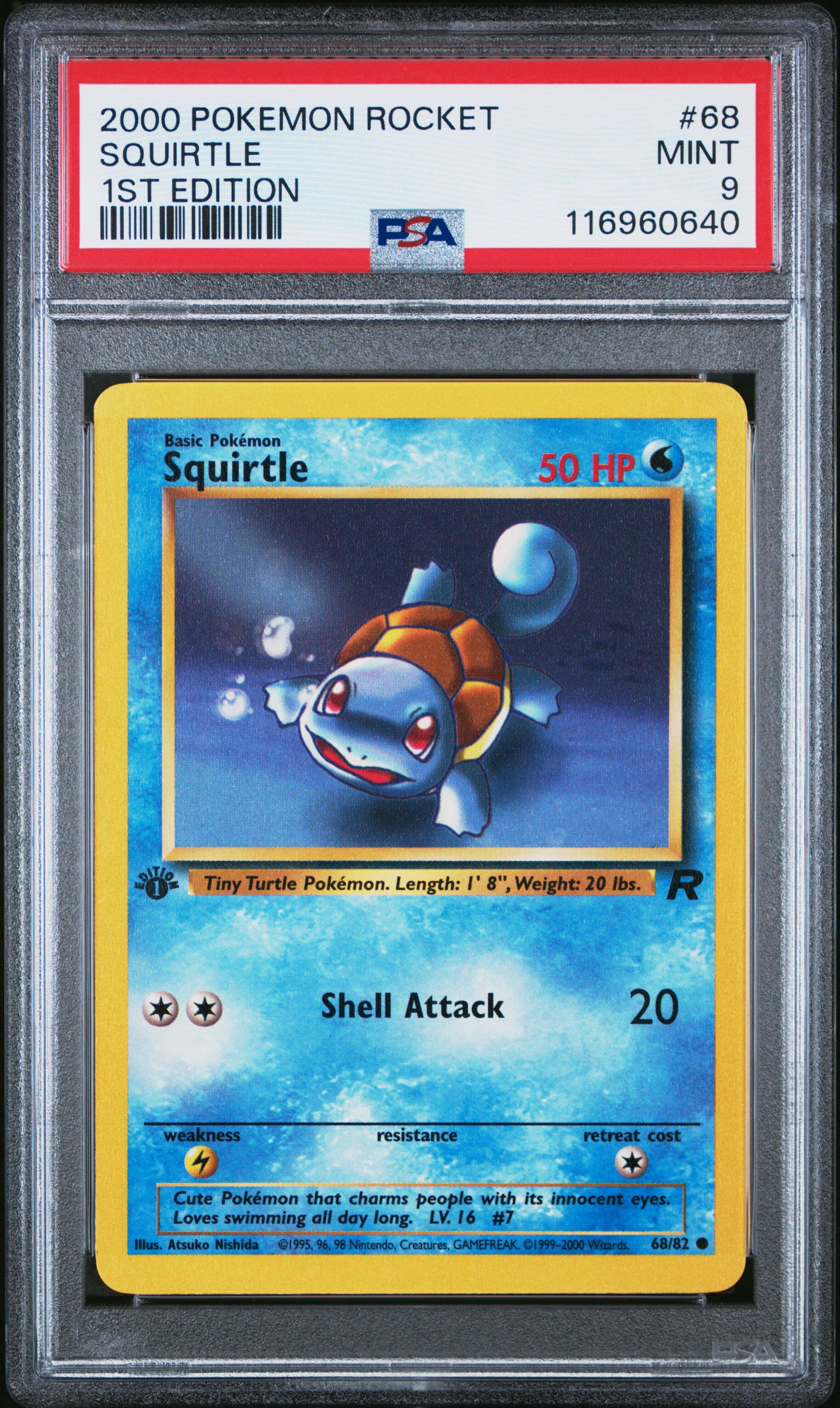 1995 squirtle pokemon card value 68 82 2000 Pokemon Rocket 68 Squirtle 1st Edition PSA 9 Graded Card