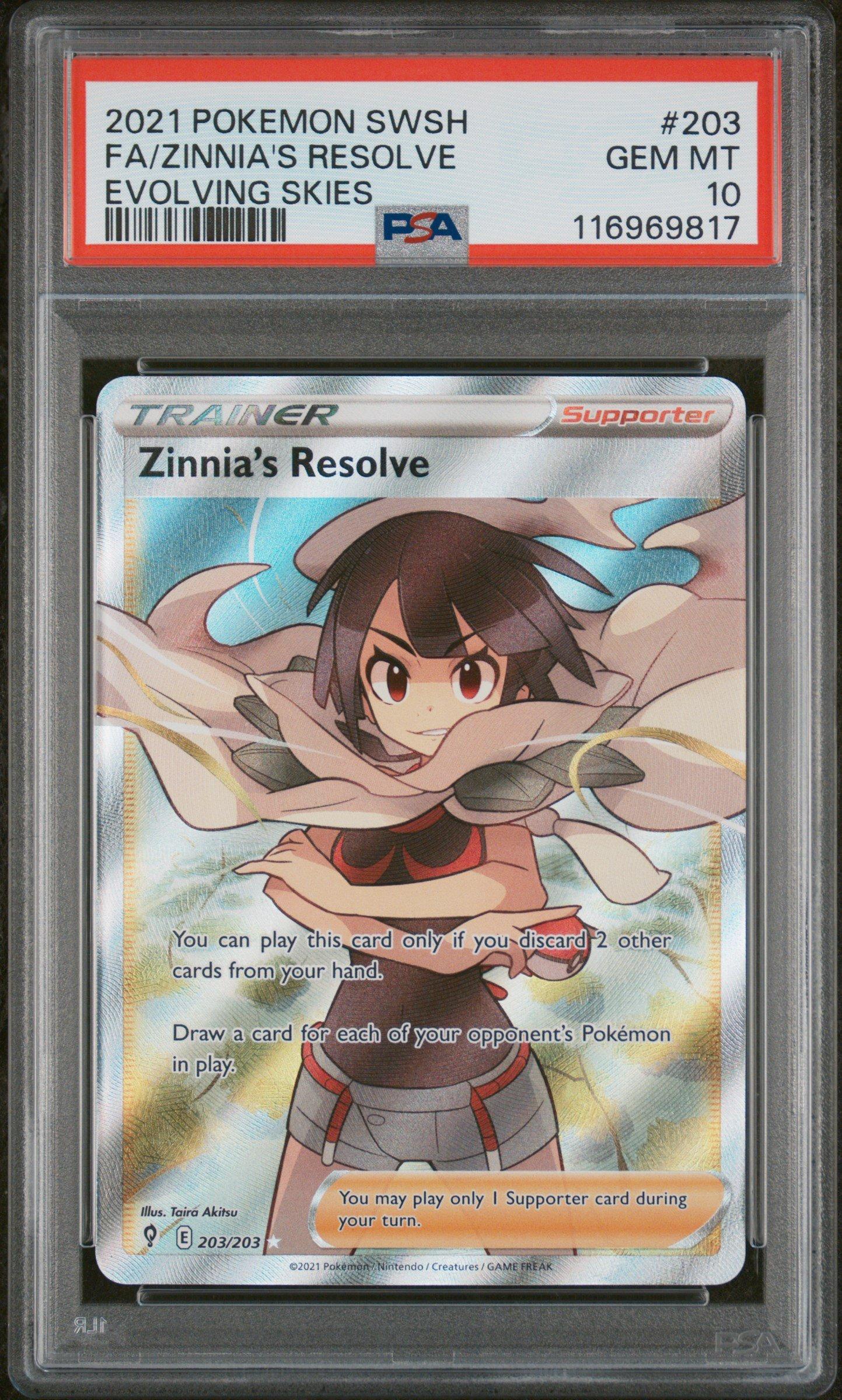 2021 Pokemon Sword & Shield Evolving Skies 203 Full Art/zinnia's Resolve PSA