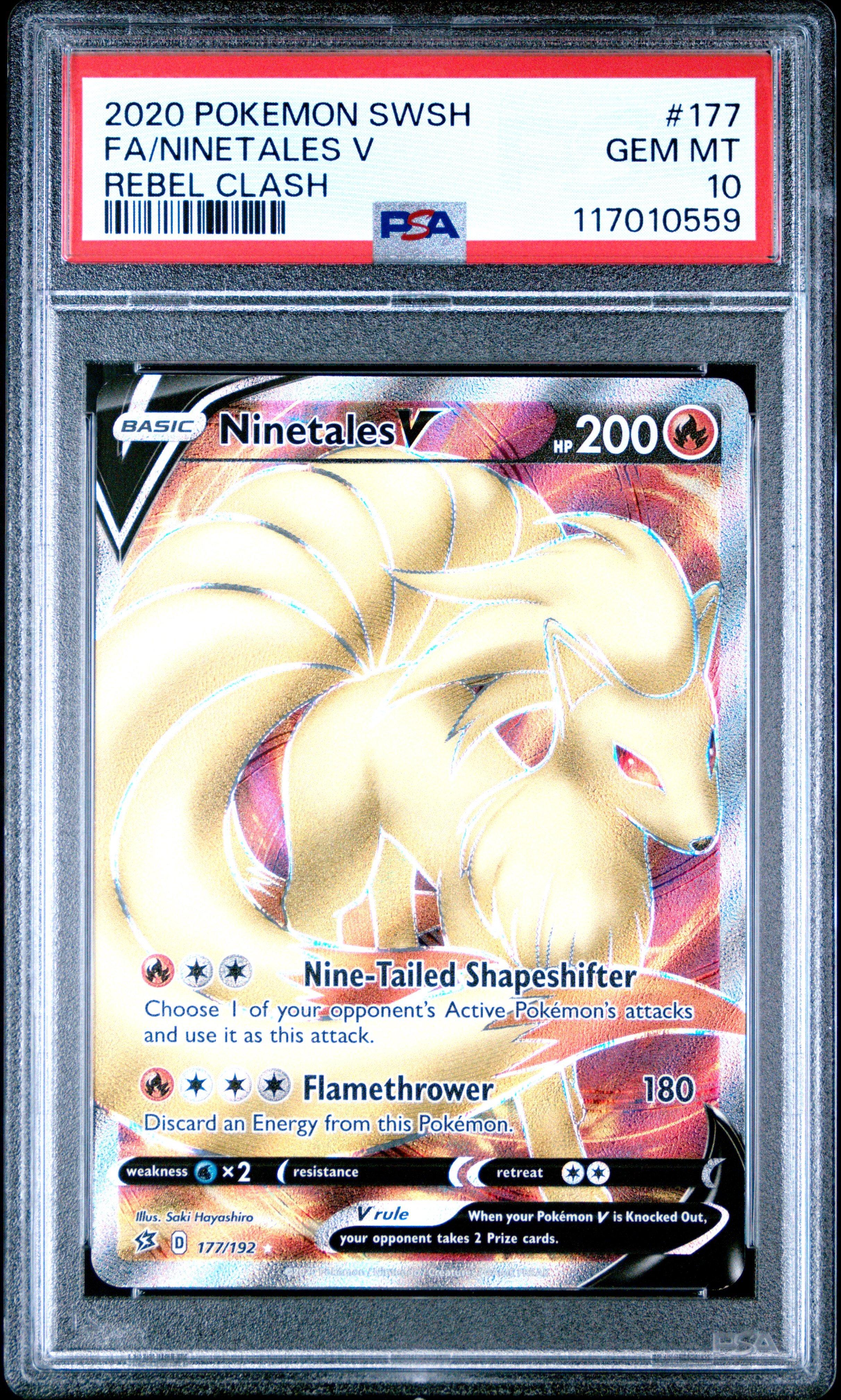 ninetales pokemon card full art 2020 Sword & Shield Rebel Clash 177 Art/ninetales V PSA 10 Graded Lightly Played /// Lightly Played FoilCards in Lightly Played (LP) condition may have minor border or corner wear Ninetales Cards | Dex -