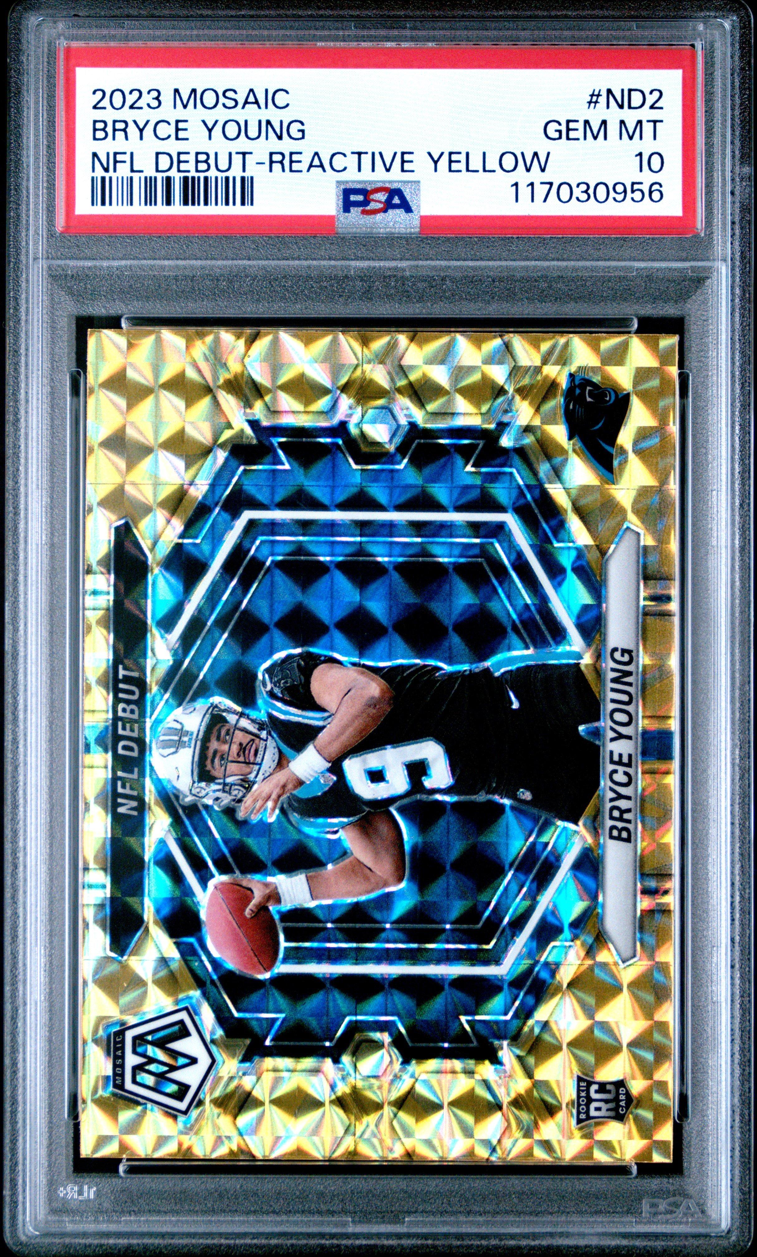 DEBUT manacaICカード 2023 Panini Mosaic Nfl Debut Nd2 Bryce Young Reactive Yellow PSA