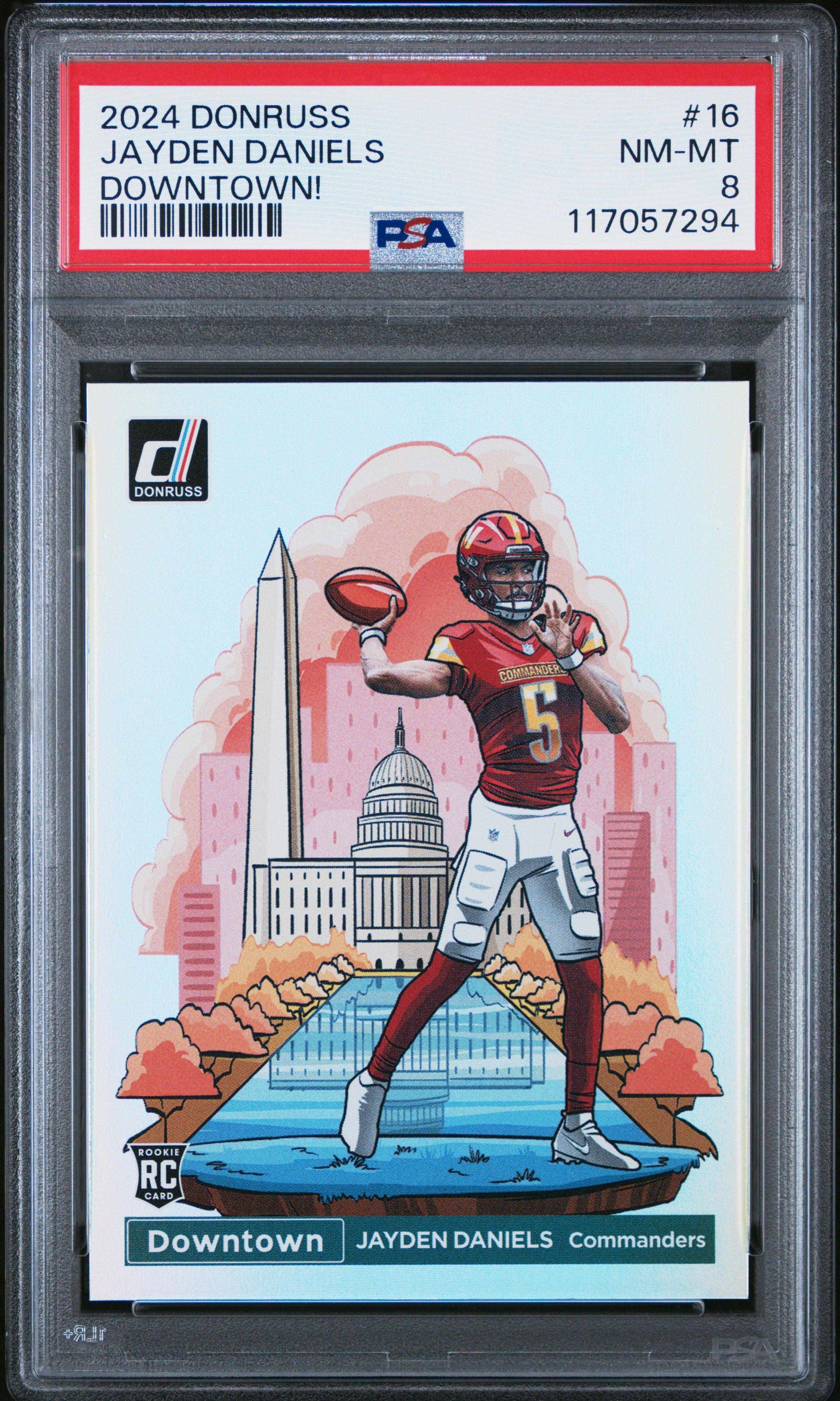 2024 Panini Donruss Downtown! 16 Jayden Daniels PSA 8 Graded Card