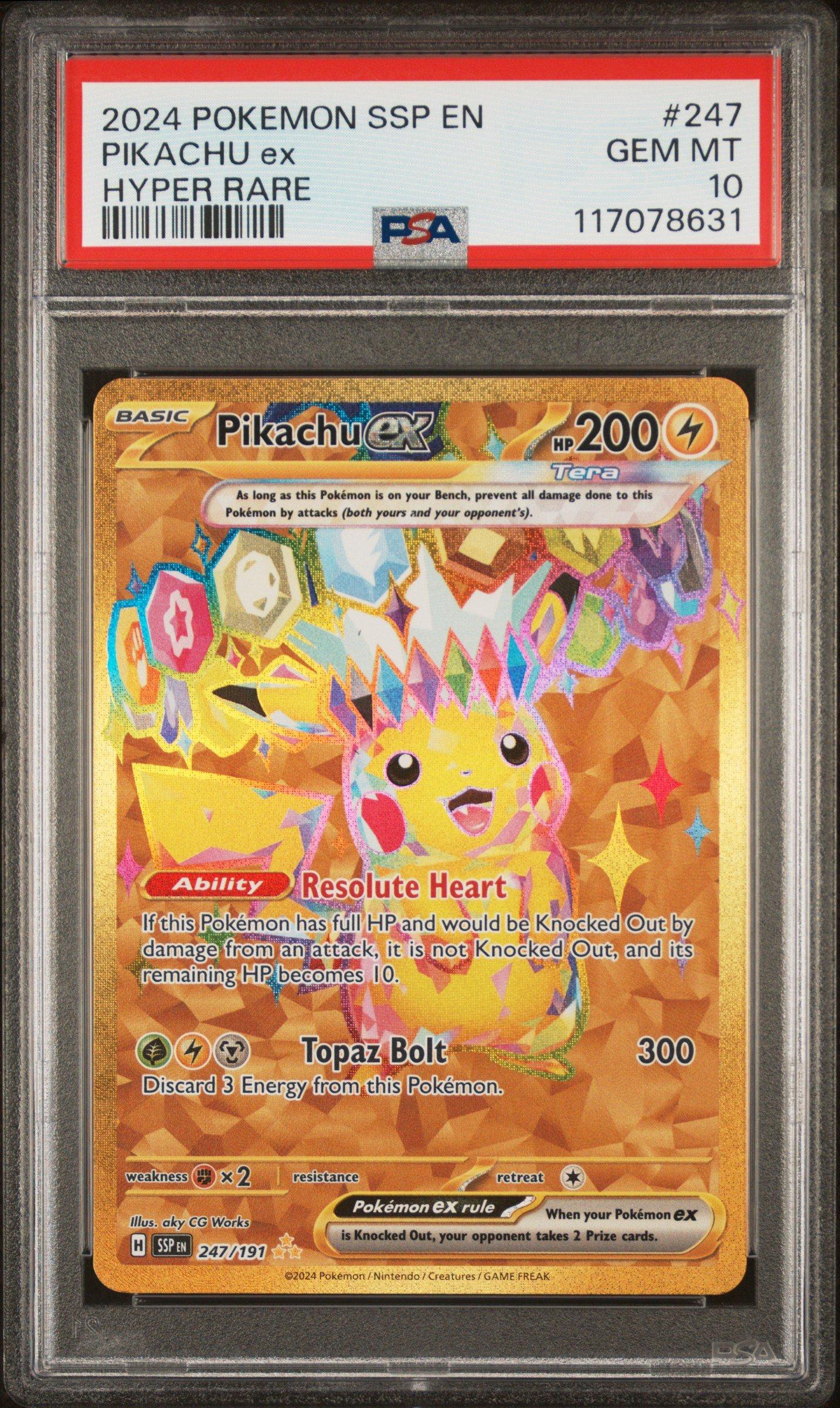 2024 Pokemon Ssp En-surging Sparks 247 Pikachu Ex Hyper Rare PSA