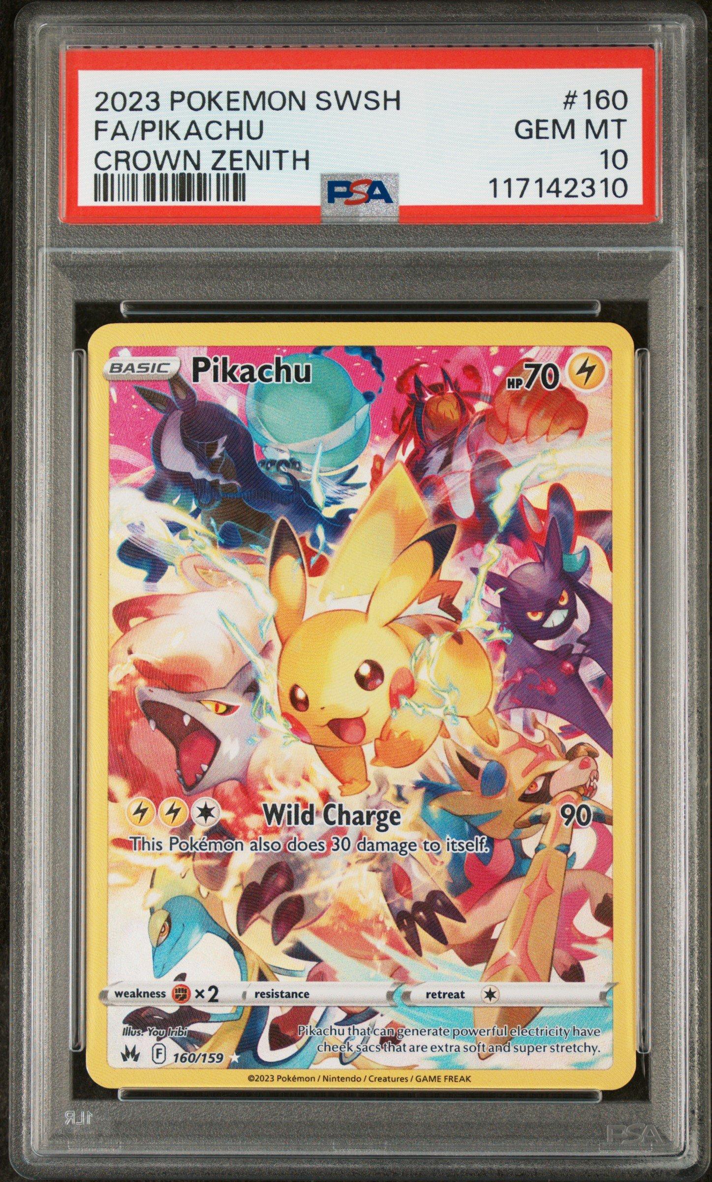 POKÉMON & ONE PIECE PSA10 2023 Pokemon Sword And Shield Crown Zenith 160 Full Art/pikachu