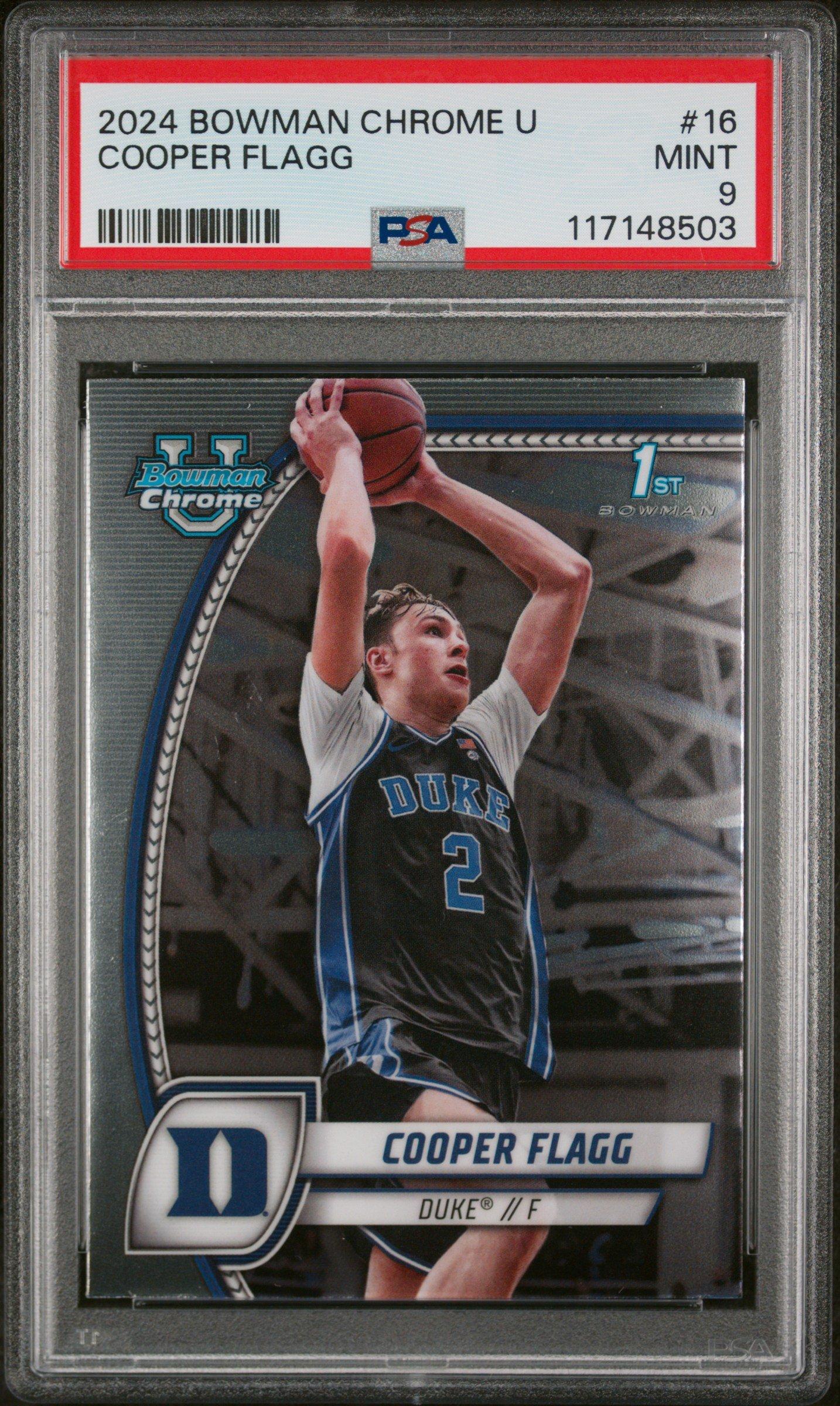 2024 Bowman Chrome University 16 Cooper Flagg PSA 9