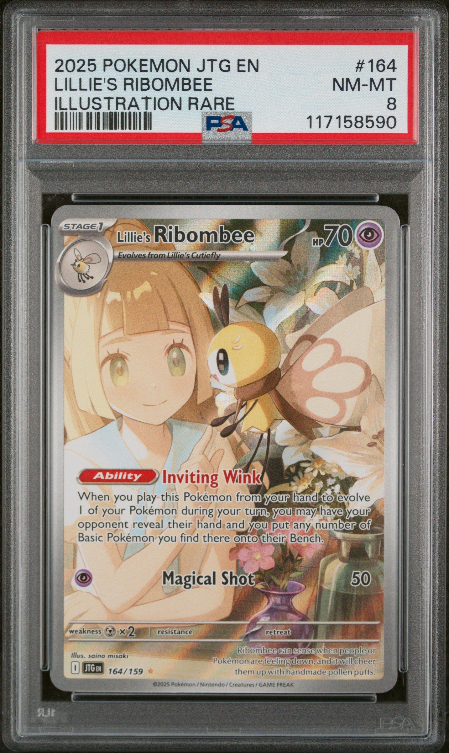 ribombee pokemon card Lillie's (164/159)  PokeGuard shuffle your deck 2025 Pokemon Jtg En-journey Together