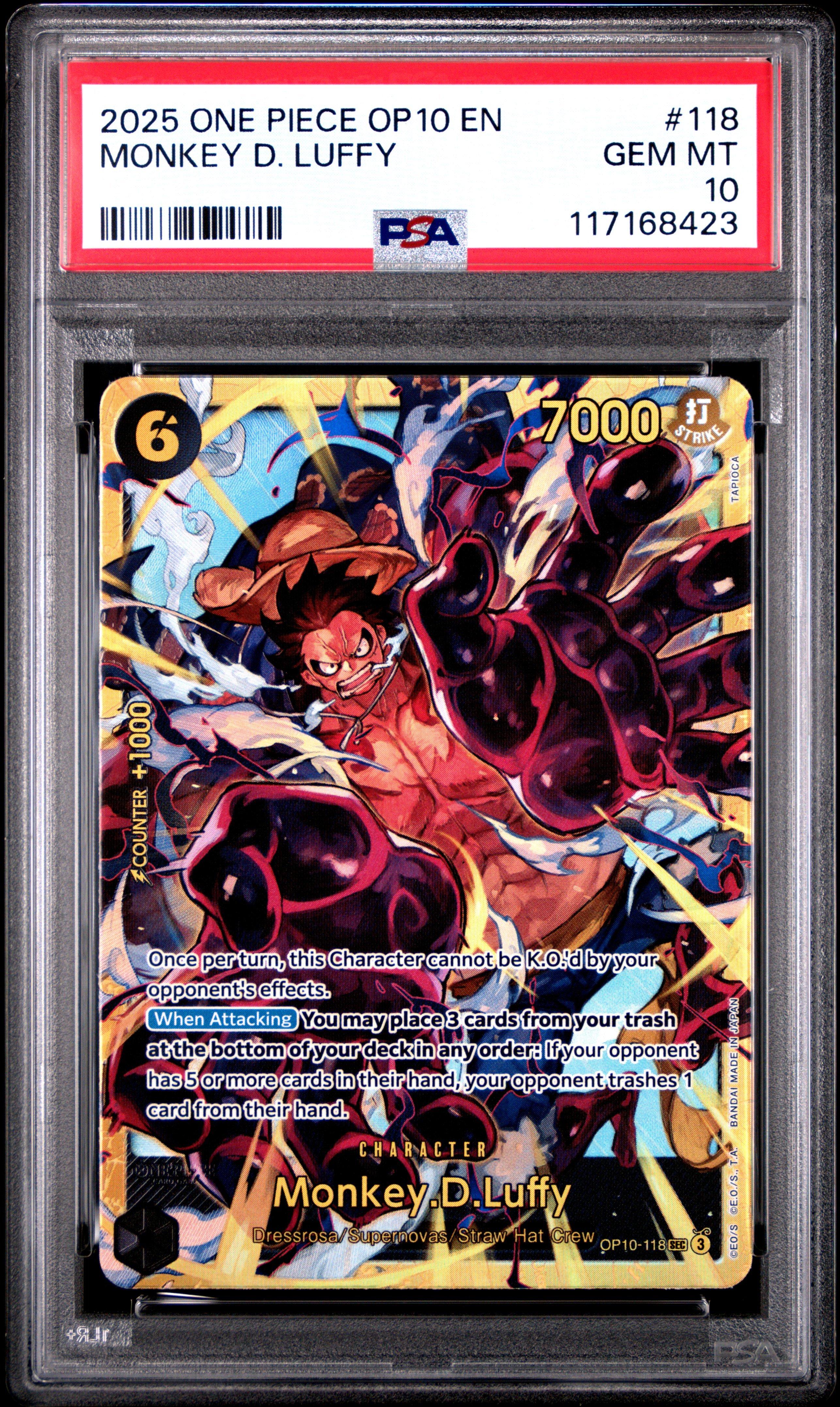2025 One Piece Op10-royal Blood 118 Monkey D. Luffy PSA 10 Graded