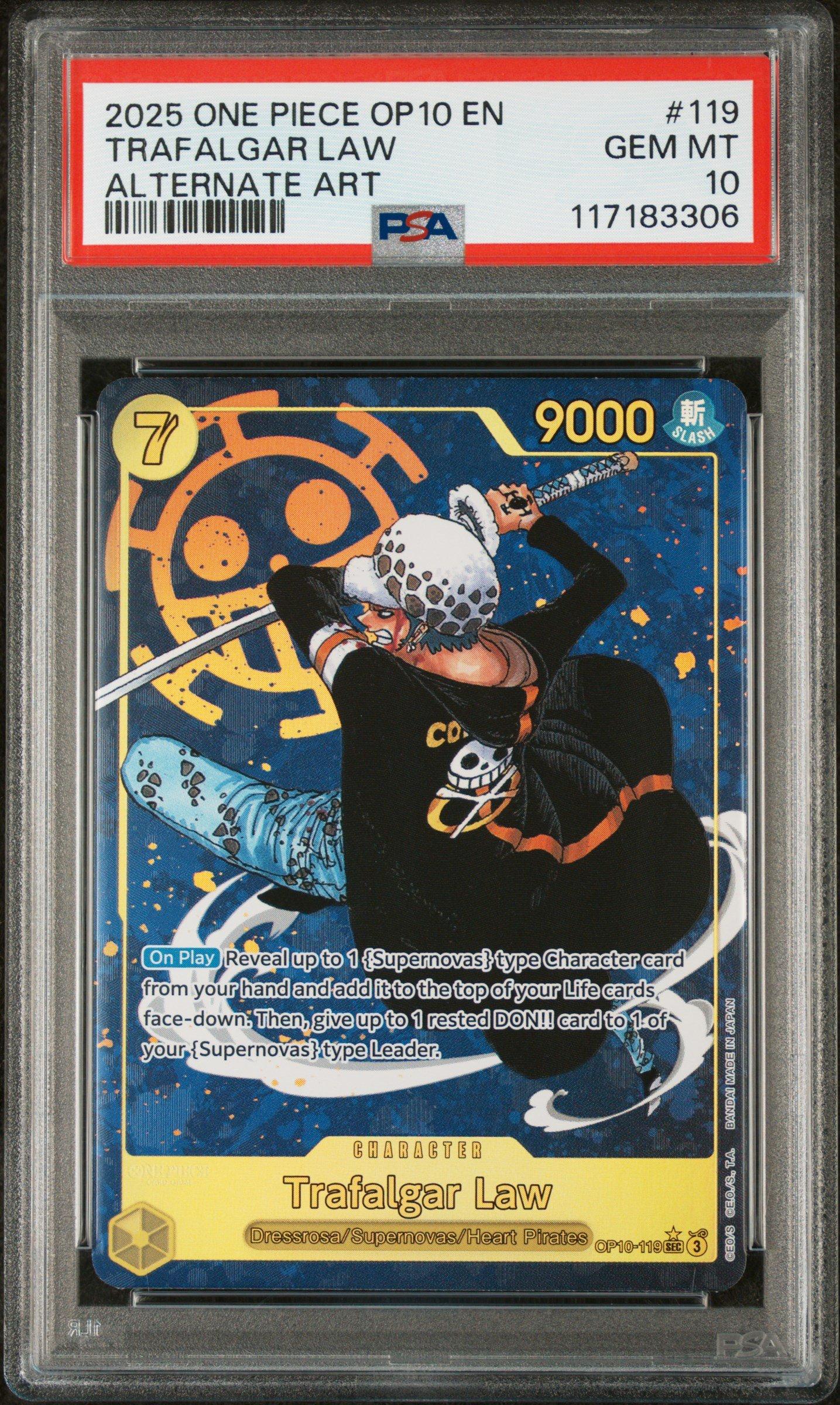2025 One Piece Op10-royal Blood Trafalgar Law Alternate Art PSA 10