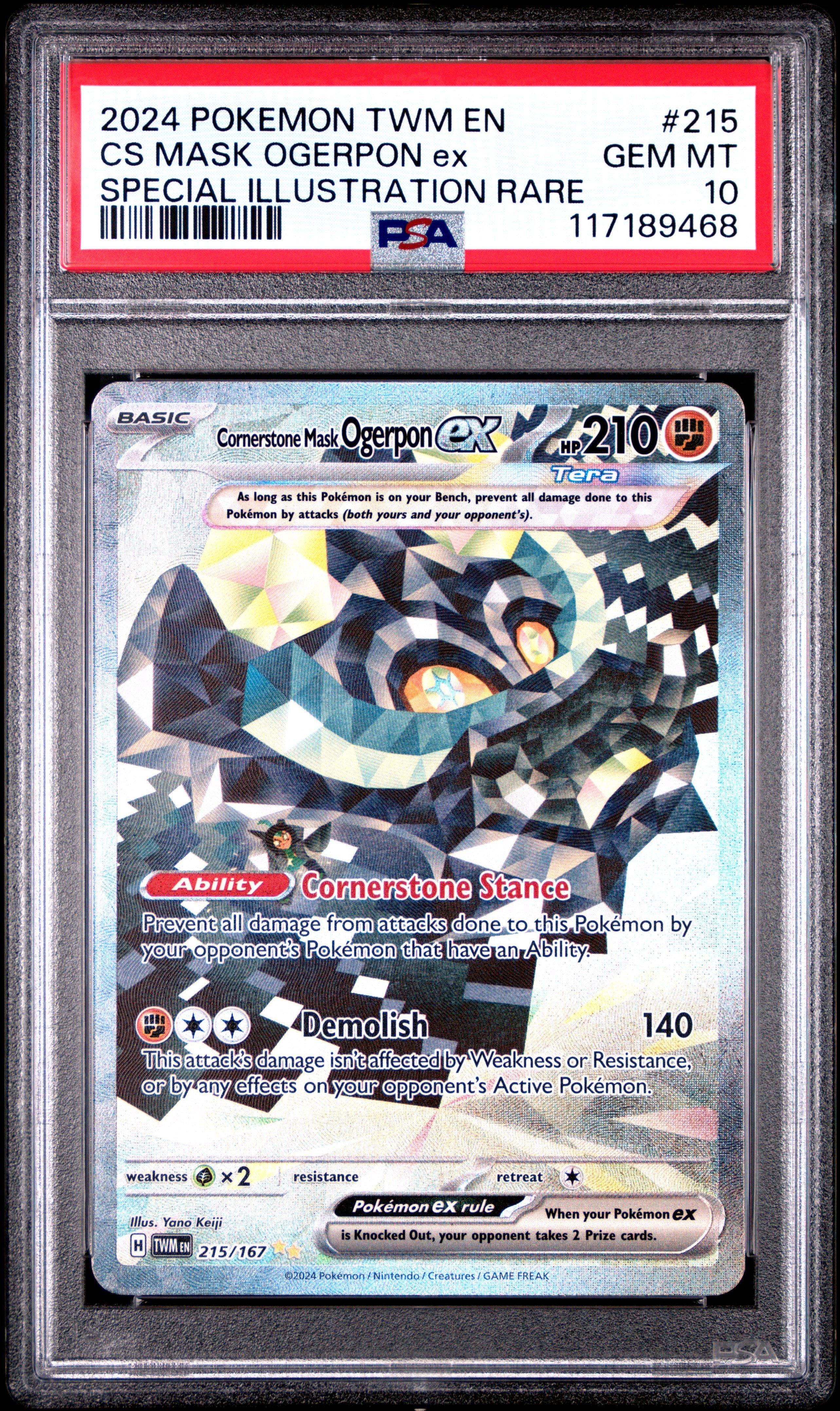 2024 Pokemon Twm En-Twilight Masquerade 215 Cornerstone Mask Ogerpon Ex Special Illustration Rare PSA 10