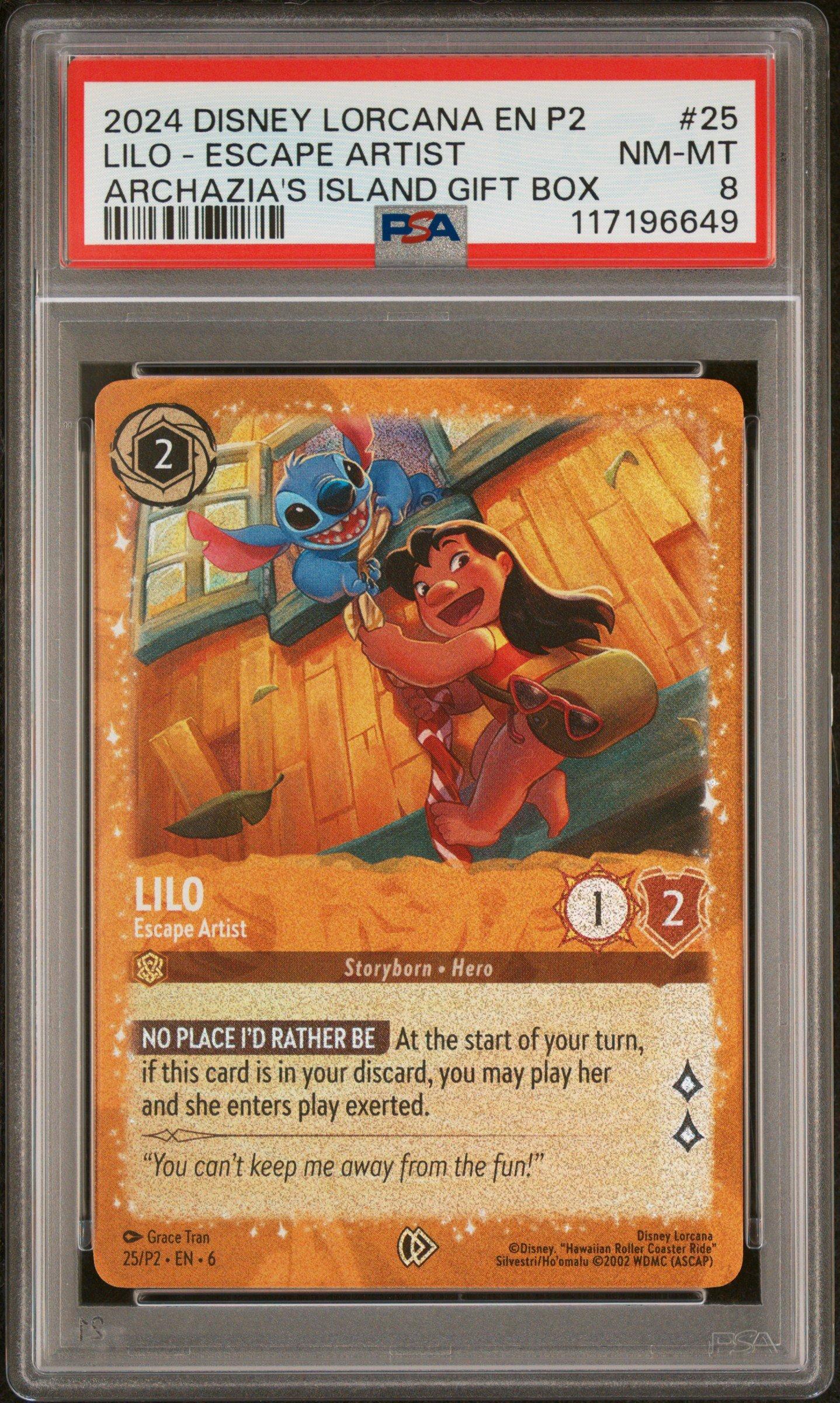 2024 Disney Lorcana En P2-promo 25 Lilo - Escape Artist Lilo Gift Box PSA 8