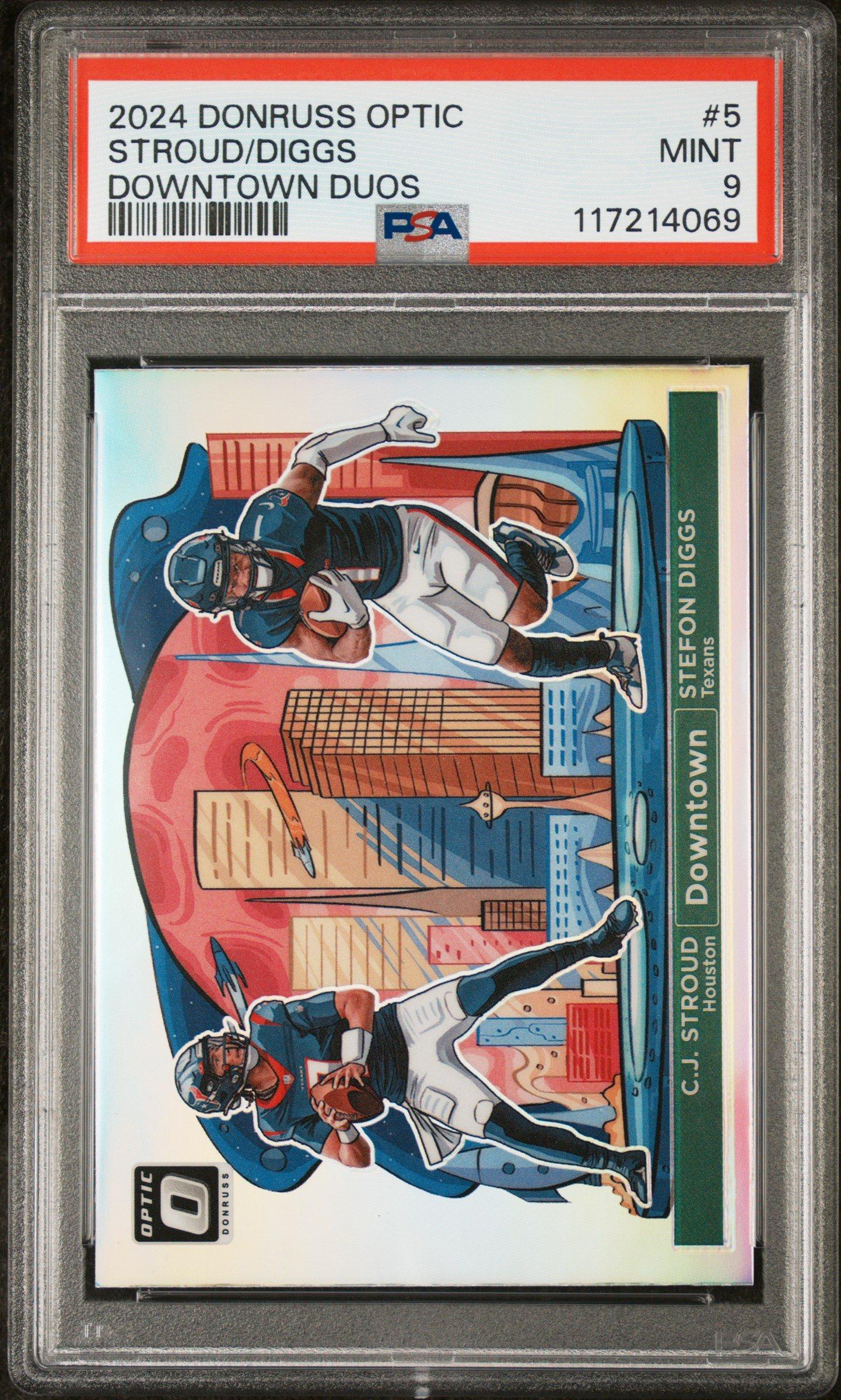 2024 Panini Donruss Optic Downtown Duos 5 Stefon Diggs/cj Stroud PSA 9