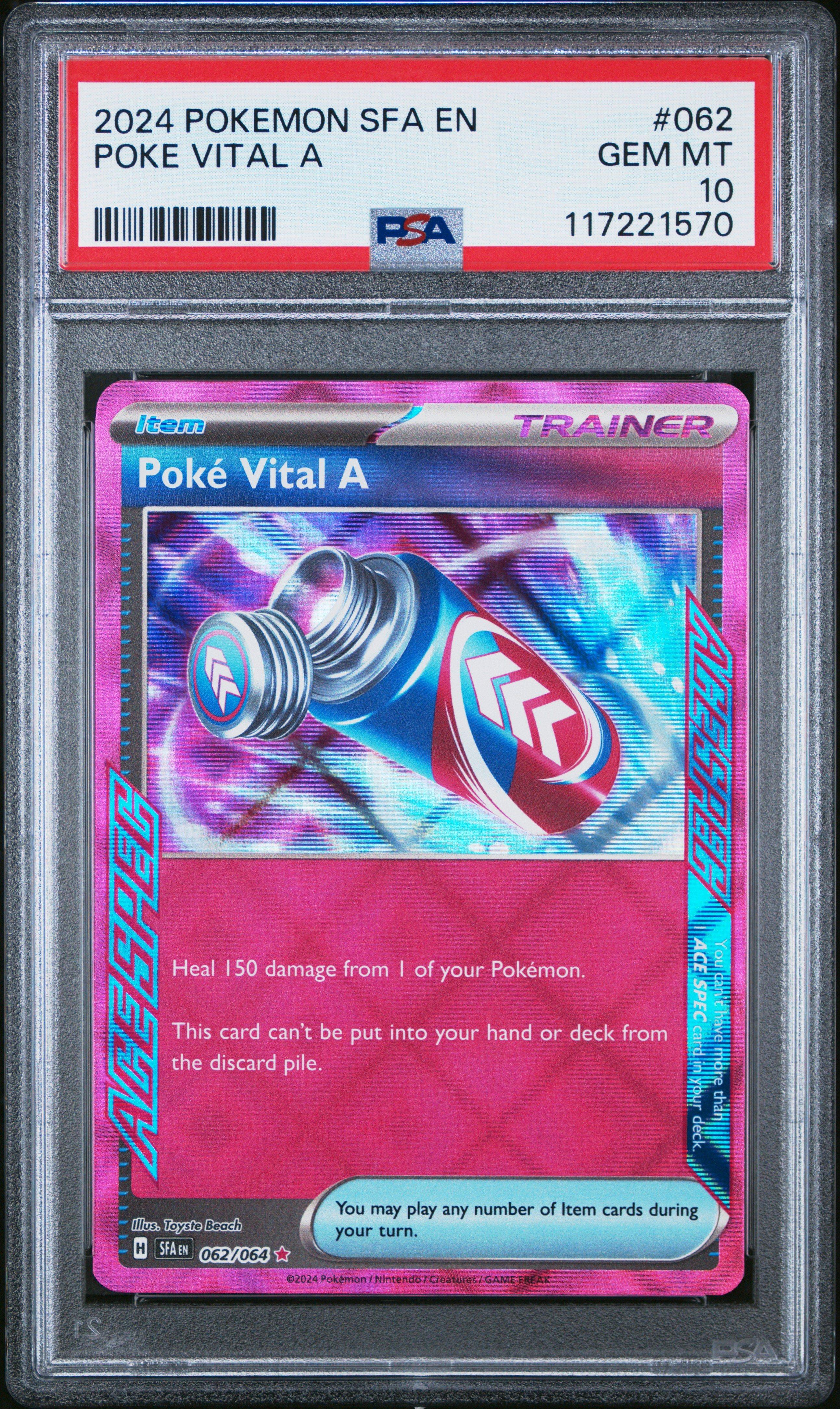 2024 Pokemon Sfa En-shrouded Fable 062 Poke Vital A PSA 10 Graded