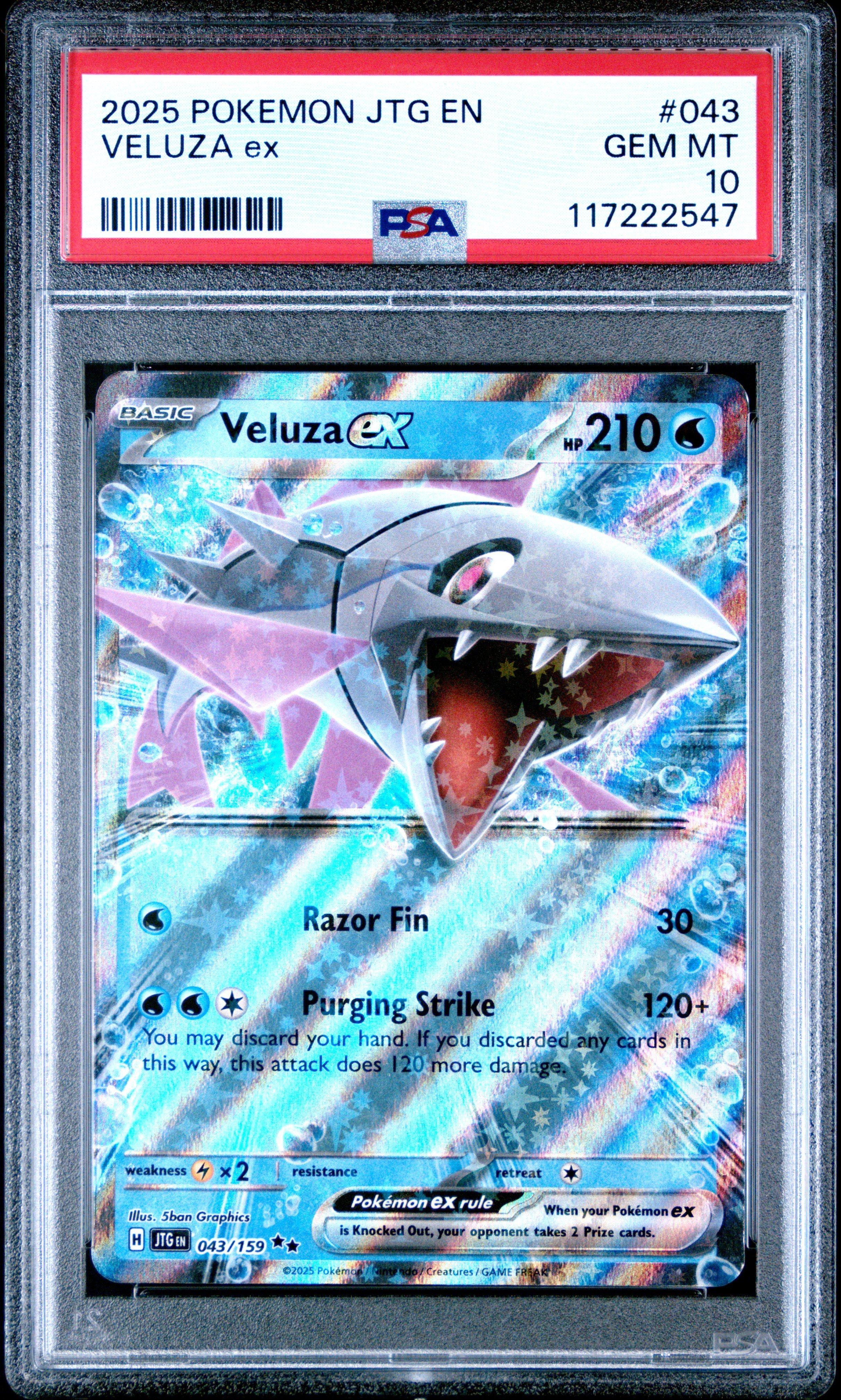 2025 Pokemon Jtg En-journey Together 043 Veluza Ex PSA 10 Graded