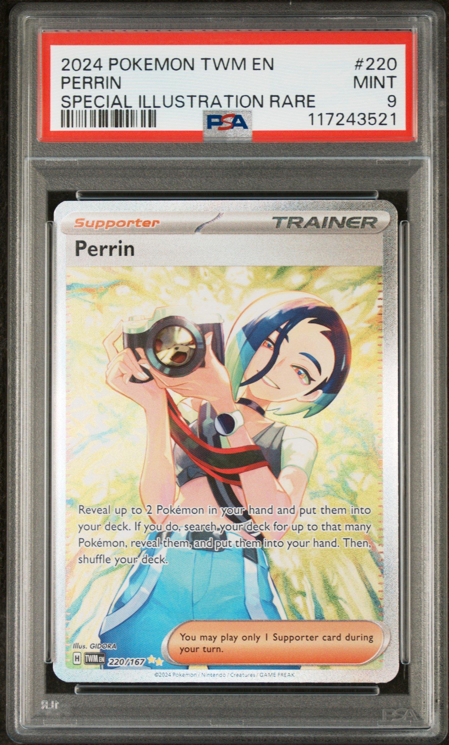 pokemon perrin card 2024 Pokemon Twm En-twilight Masquerade 220 Perrin Special Illustration  Rare PSA 9 Graded Card