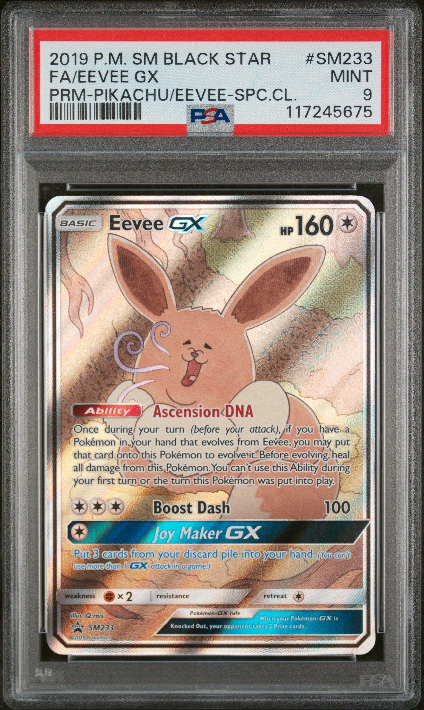 2019 Pokemon Sm Black Star Promo Sm233 Full Art/eevee Gx Pikachu-gx & Eevee-gx Special Collection PSA