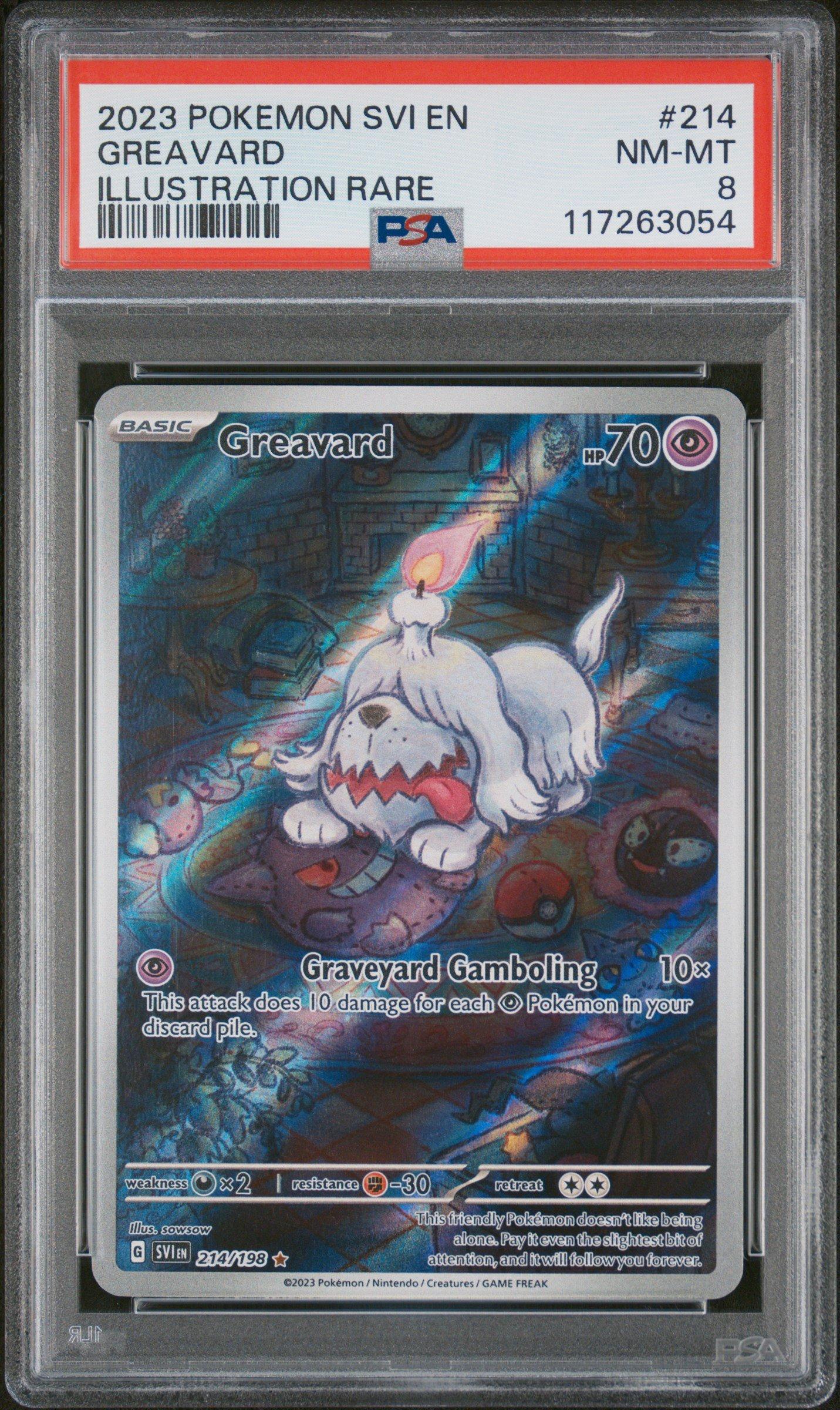 2023 Pokemon Svi En-scarlet & Violet 214 Greavard Illustration Rare PSA 8