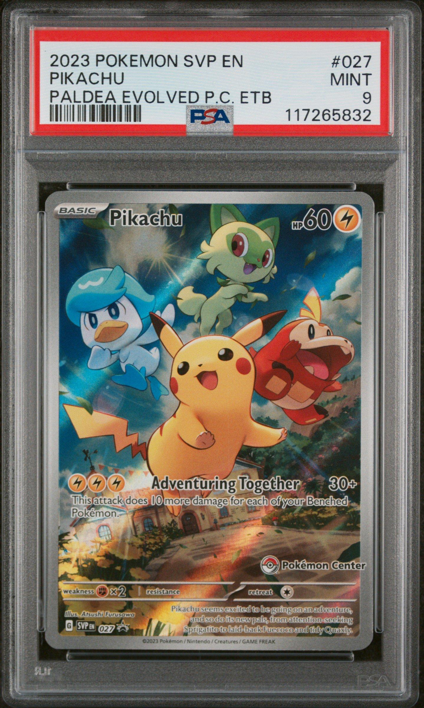 2023 Pokemon Svp En-sv Black Star Promo 027 Pikachu Paldea Evolved Pokemon Center Elite Trainer Box PSA 9