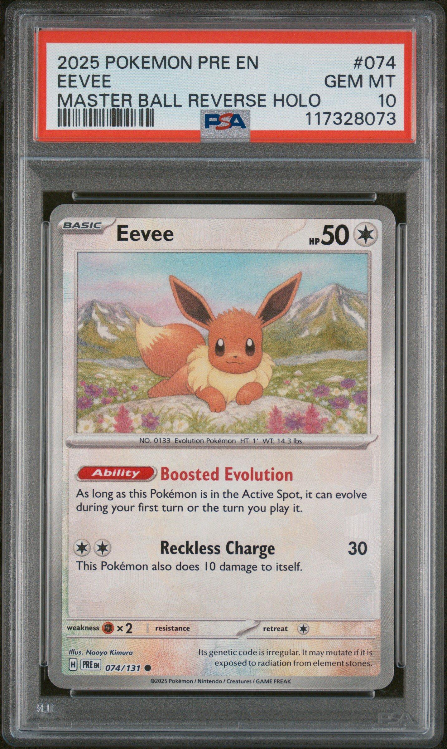 2025 Pokemon Pre En-prismatic Evolutions 074 Eevee Master Ball Reverse Holo  PSA 10 Graded Card | GameStop