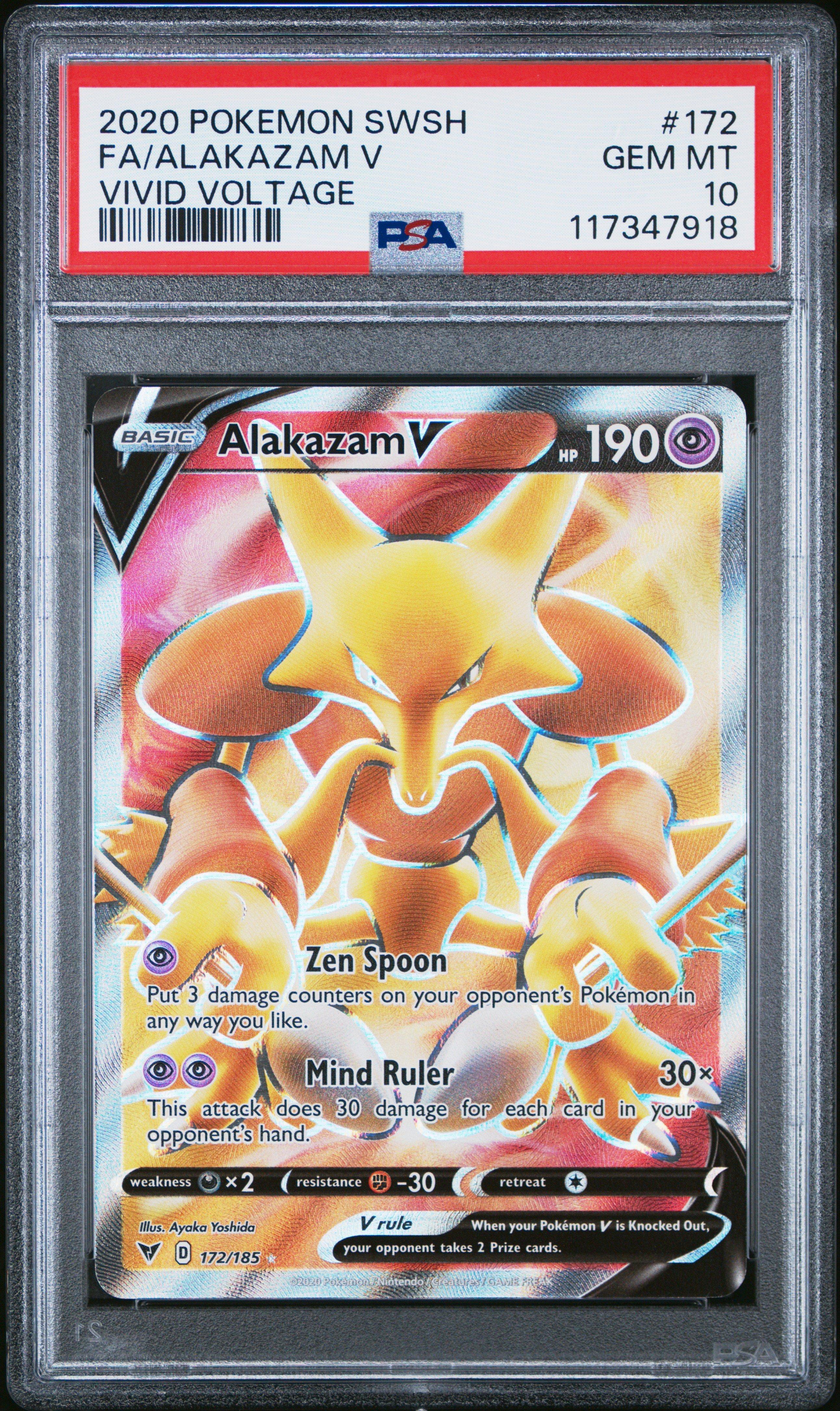 2020 Pokemon Sword & Shield Vivid Voltage 172 Full Art/alakazam V