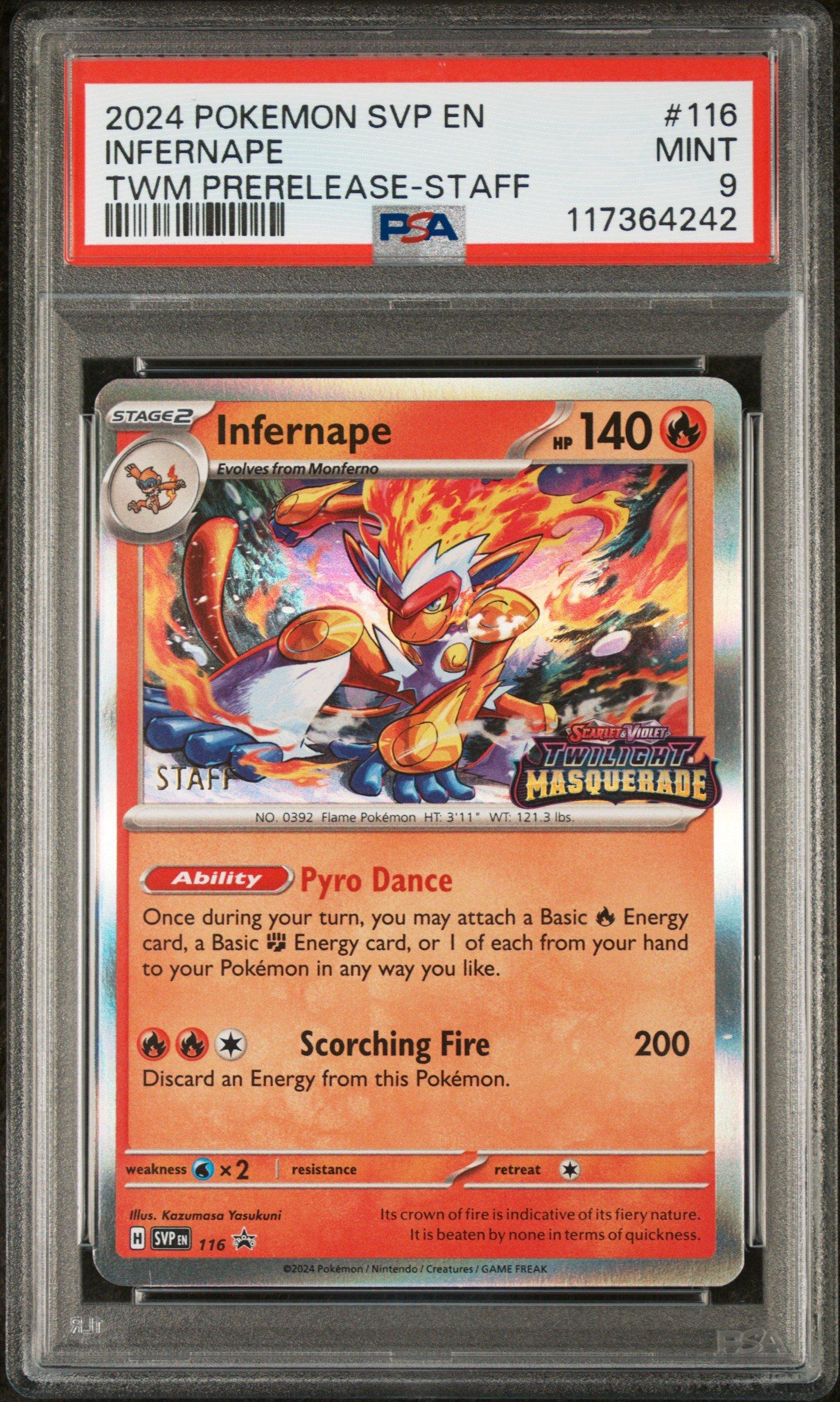 2024 Pokemon Svp En-sv Black Star Promo 116 Infernape Twilight Masquerade Prerelease-staff PSA 9