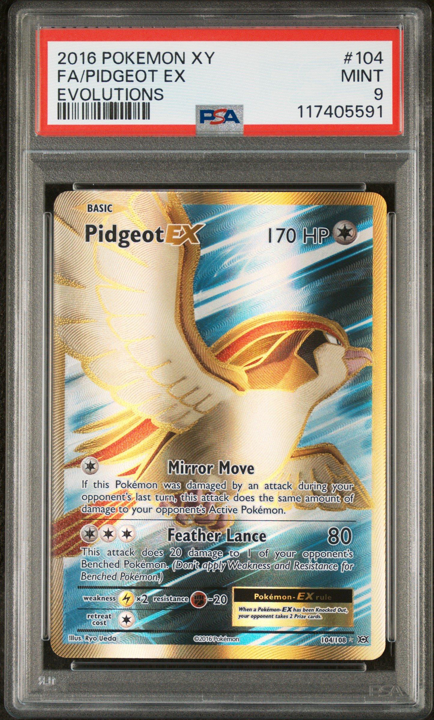 2016 Pokemon Xy Evolutions 104 Full Art/pidgeot Ex PSA 9 Graded