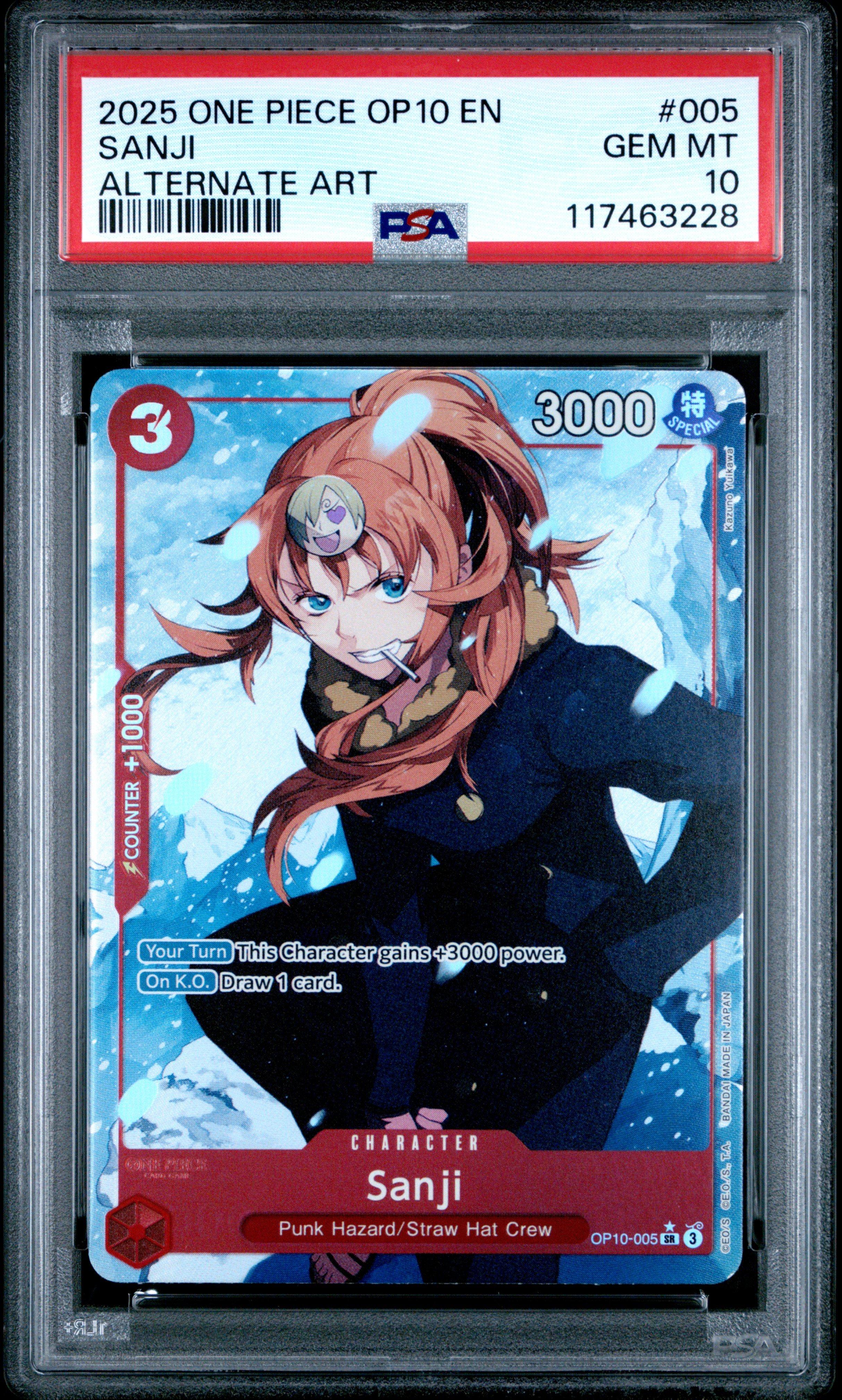 2025 One Piece Op10-royal Blood 005 Sanji Alternate Art PSA 10