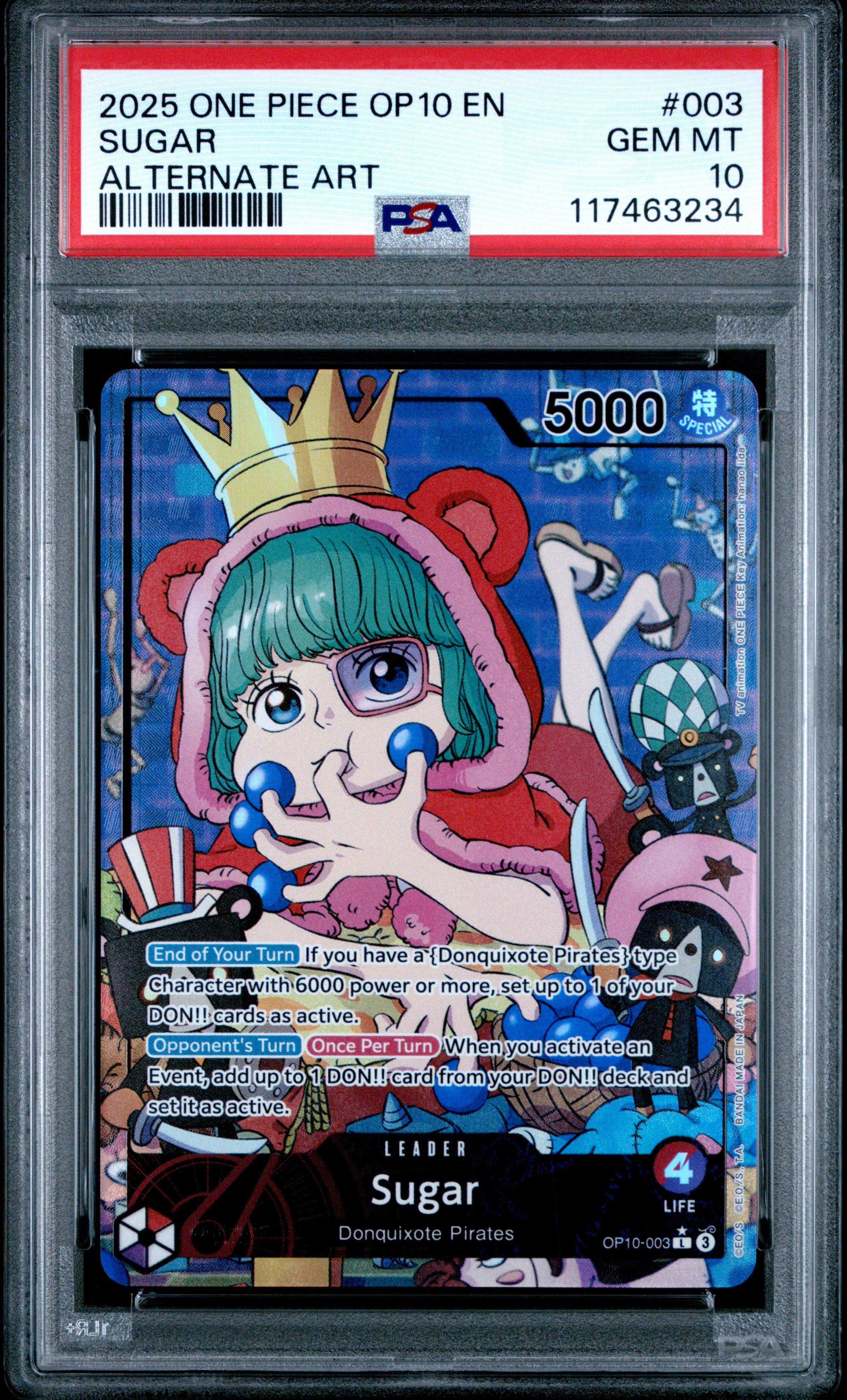 2025 ONE PIECE JP OP10-003 シュガー PSA10 3枚 2025 One Piece Op10-royal Blood 003 Sugar Alternate Art PSA 10