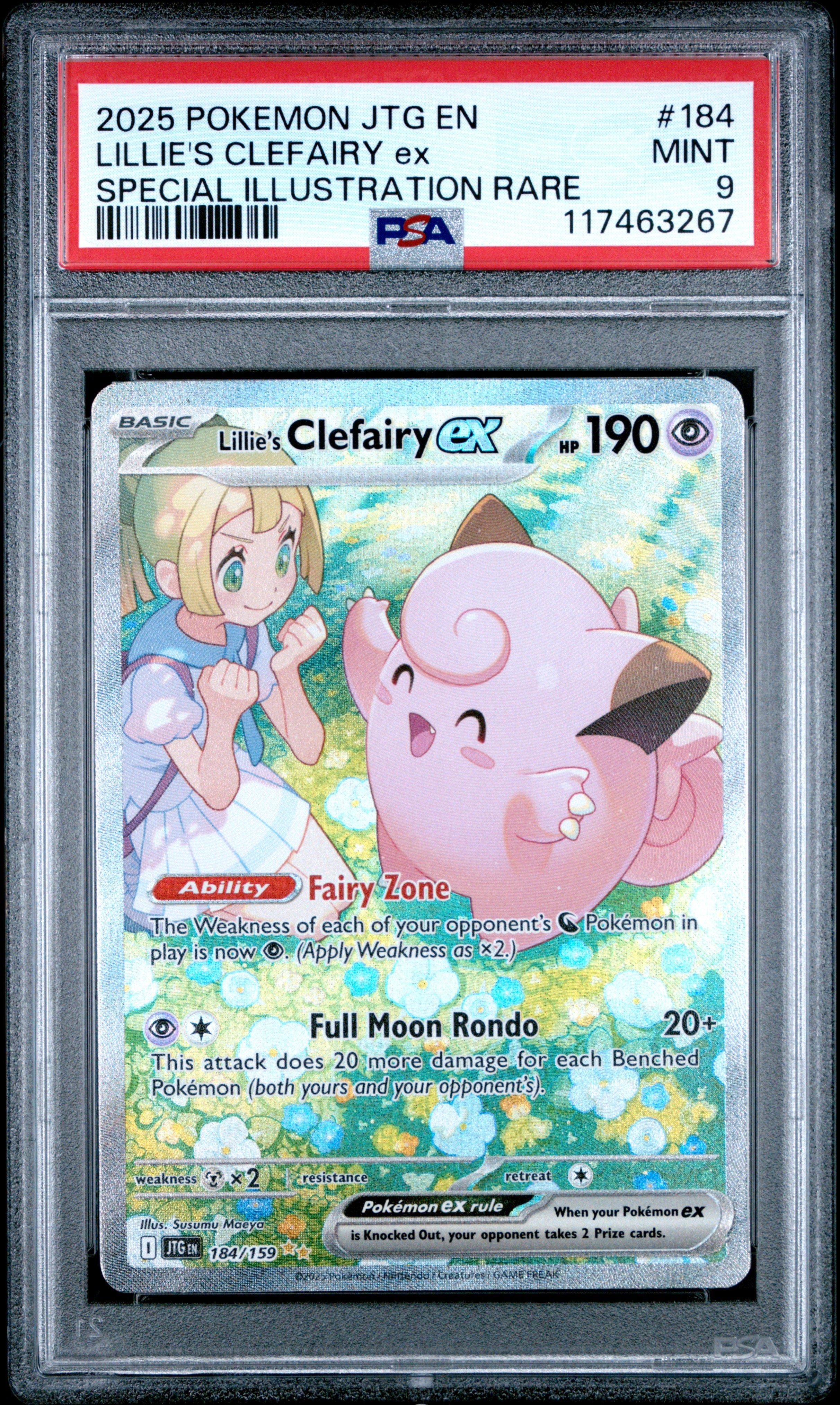 pokemon clefairy card TCG Graded Card: 2025 Lillie's Ex Japanese #126 TAG[X  Vancity CJ Trading Cards Encased in a durable acrylic holder to highlight the vibrant artwork of this fan Lillie's Clefairy ex SR (115/100)