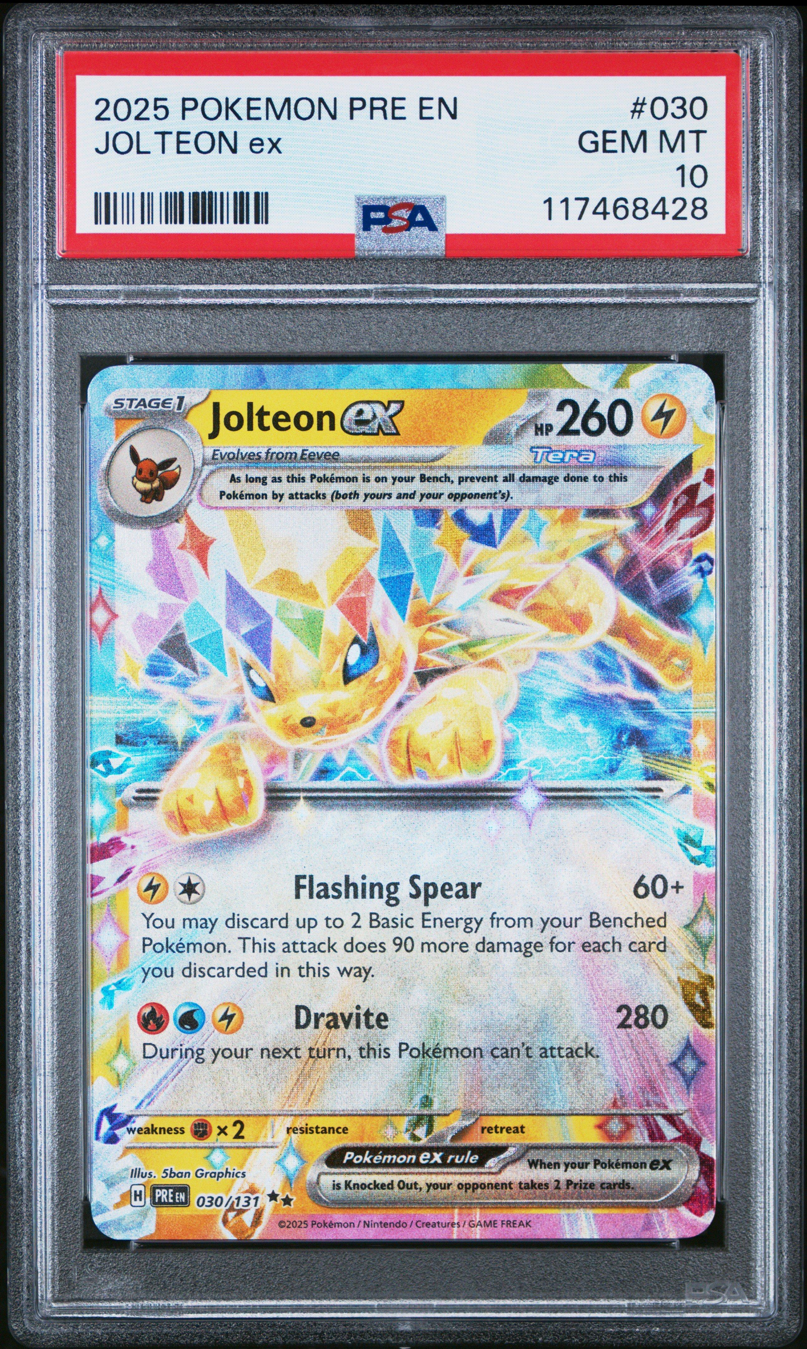 2025 Pokemon Pre En-prismatic Evolutions 030 Jolteon Ex PSA 10